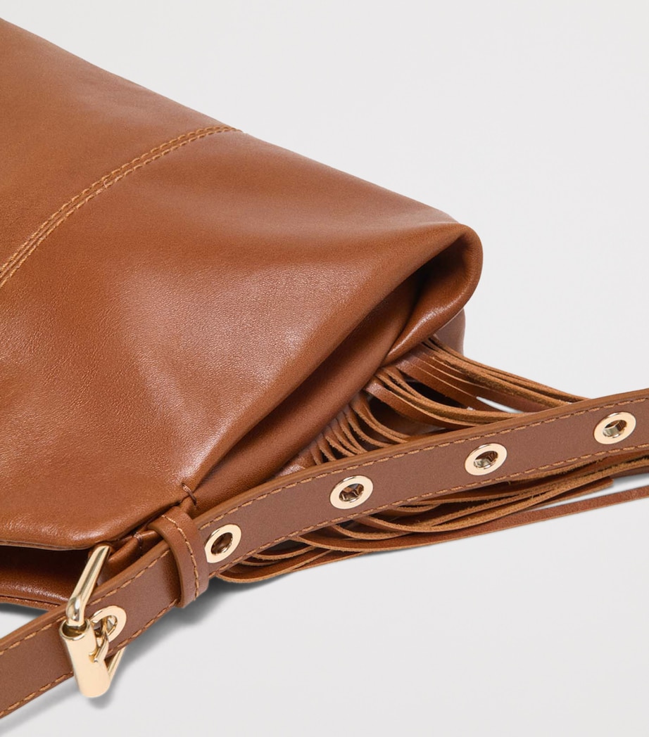 Maje Mini Leather Miss M Shoulder Bag Tobacco Image 7