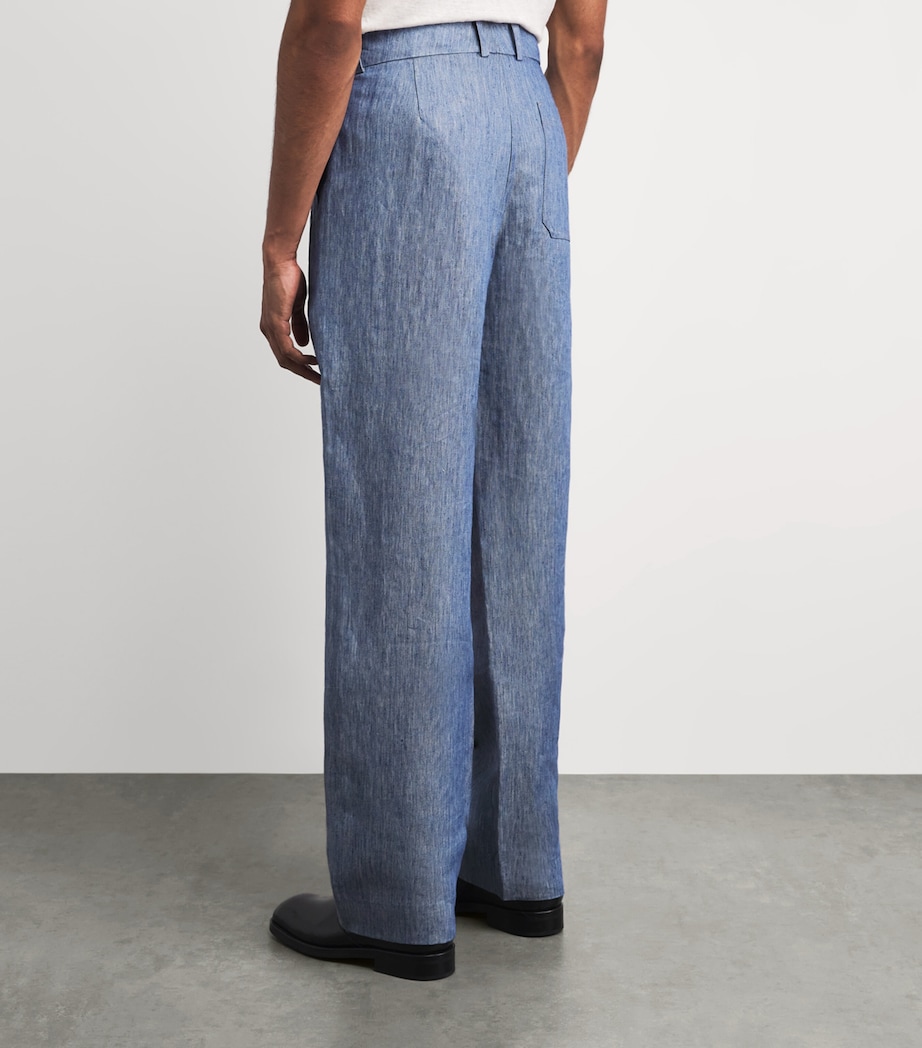 GOD'S TRUE CASHMERE Mens Linen-Denim Straight Trousers Carnelian Image 5