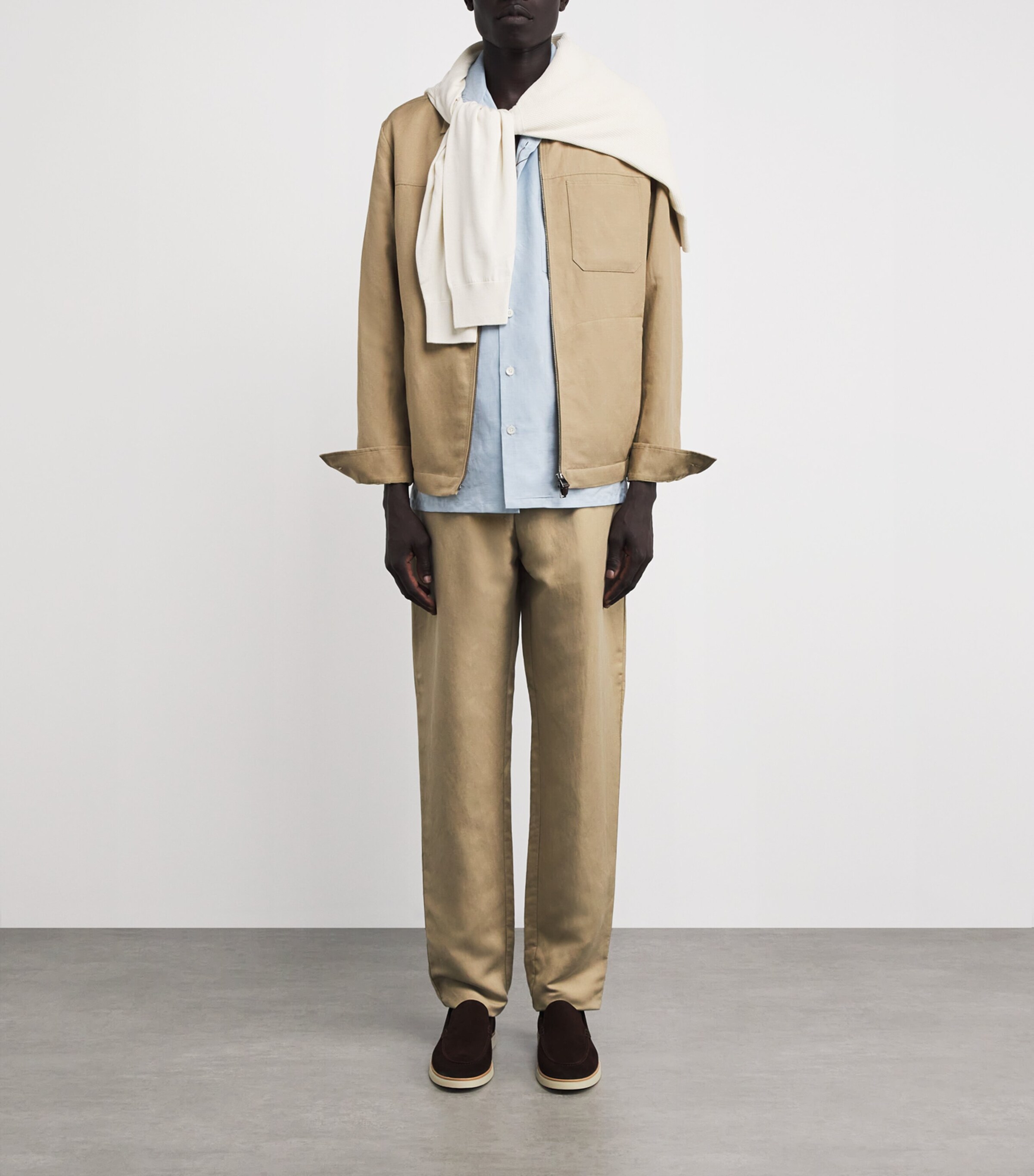 Canali Mens Linen-Silk Jacket Beige Image 2