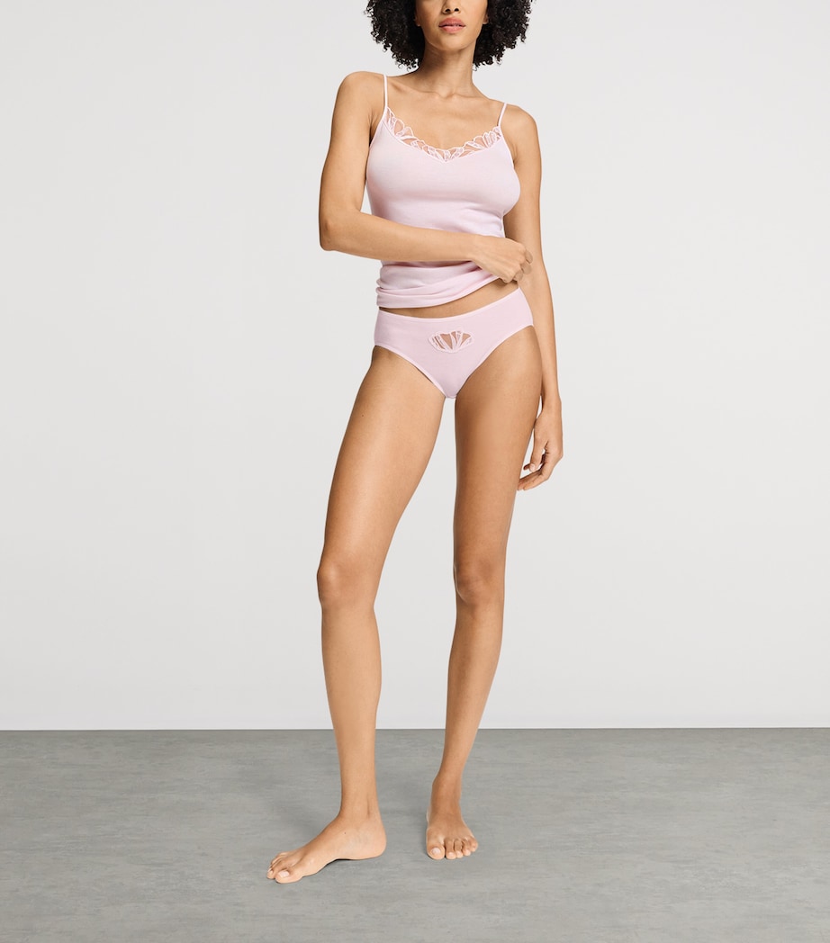 Hanro Womens Cotton Lace-Detail Rosaria Briefs Rose Bath Image 2