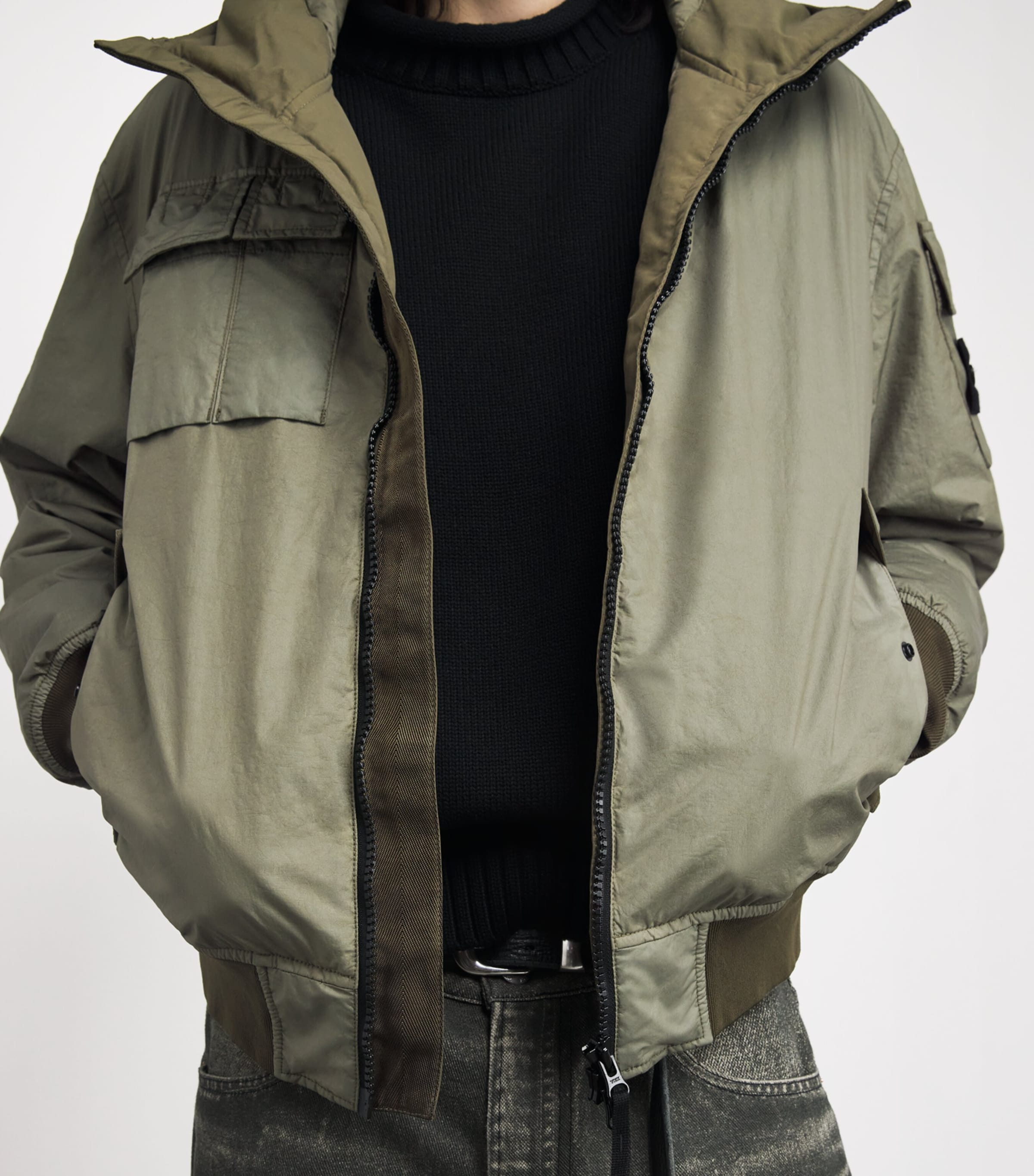 Water-Resistant Nylon Bomber Jacket V005G Image 6