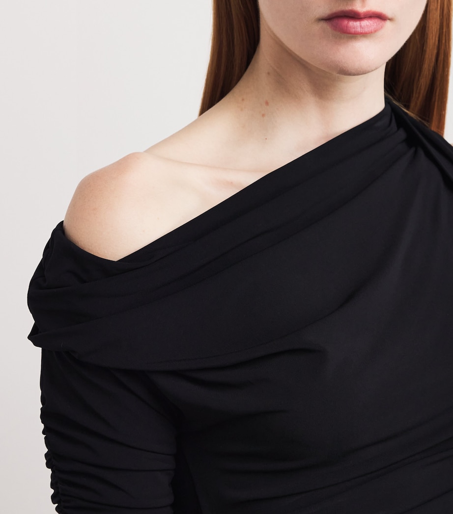 Jacquemus Womens Asymmetric The Drapeado Crop Top Black Image 6