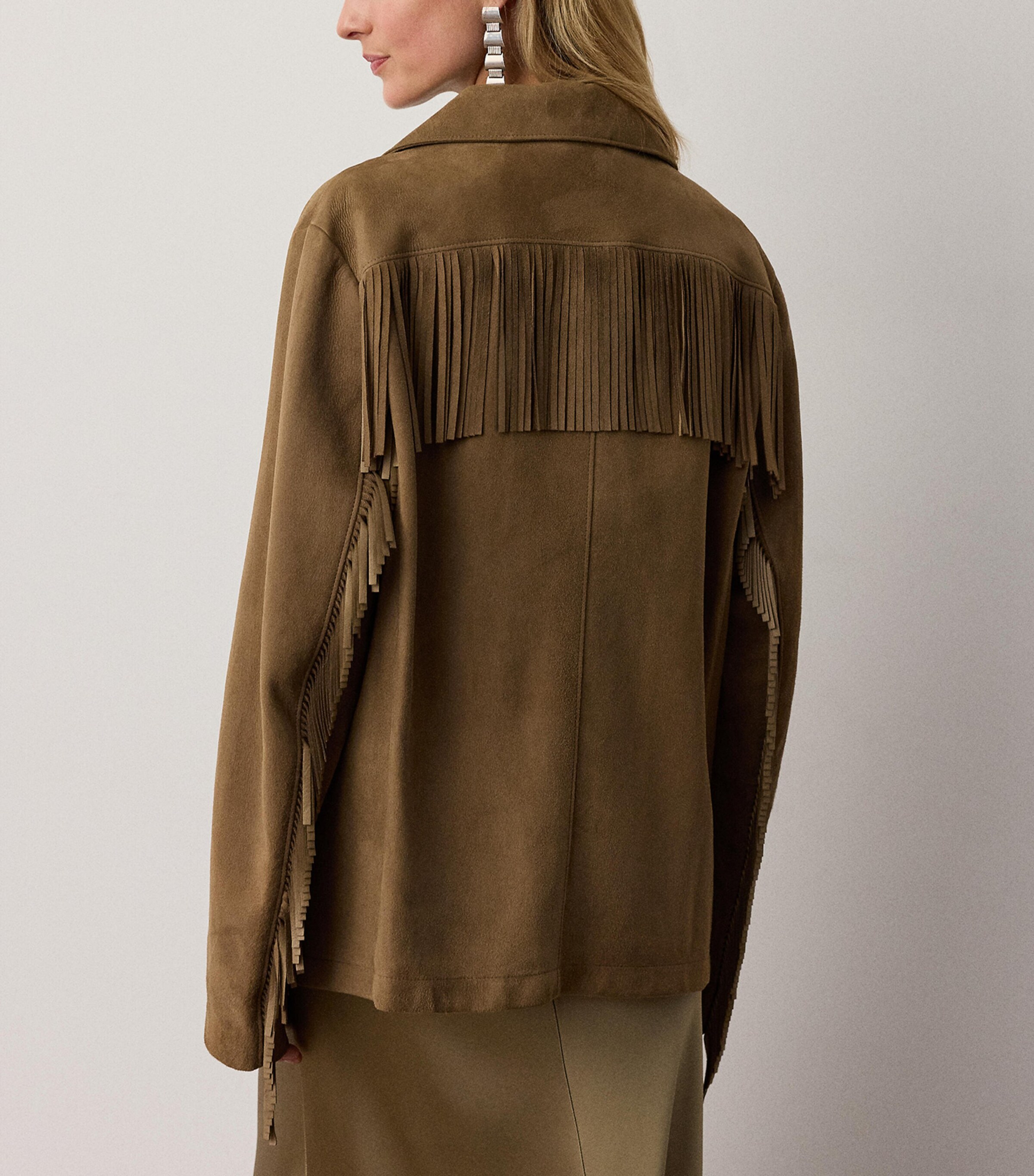 Ralph Lauren Collection Womens Suede Fringe Perce Jacket Portobello Image 5