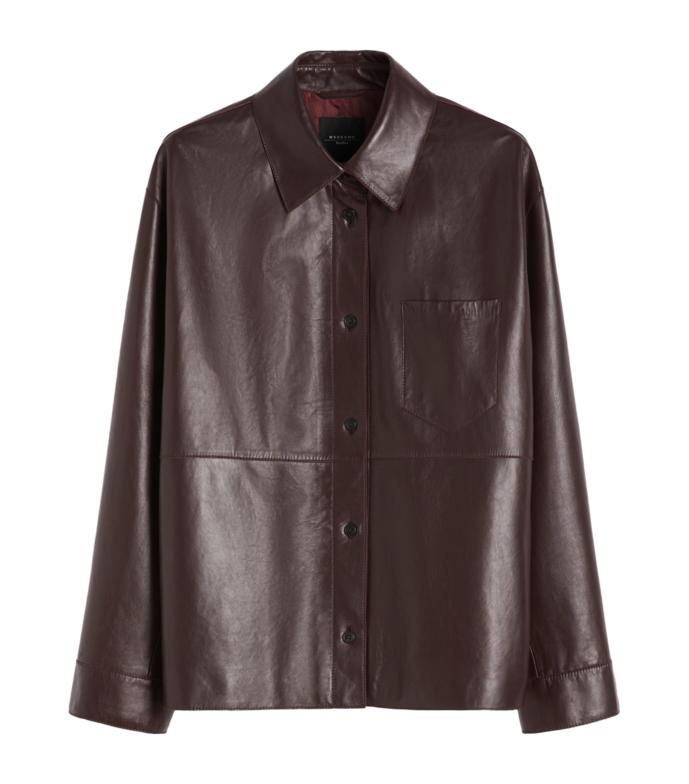 Weekend Max Mara Womens Nappa Leather Shirt Jacket Bordeaux Image 1
