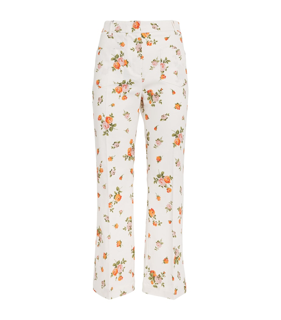 Stretch-Cotton Floral Trousers WHITE Image 1