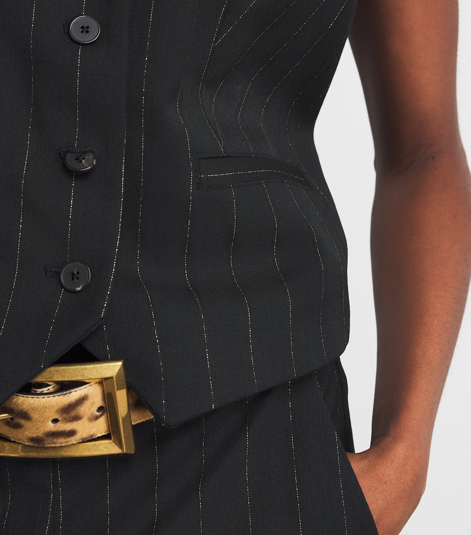 Metallic Pinstripe Waistcoat BLACK/GOLD Image 6