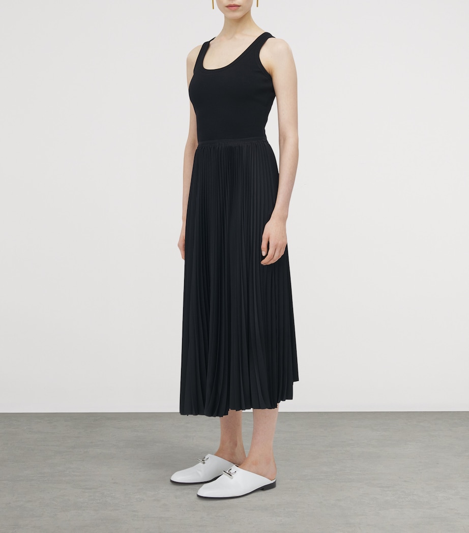 Cotton Pleated Midi Dress 1000 Image 4