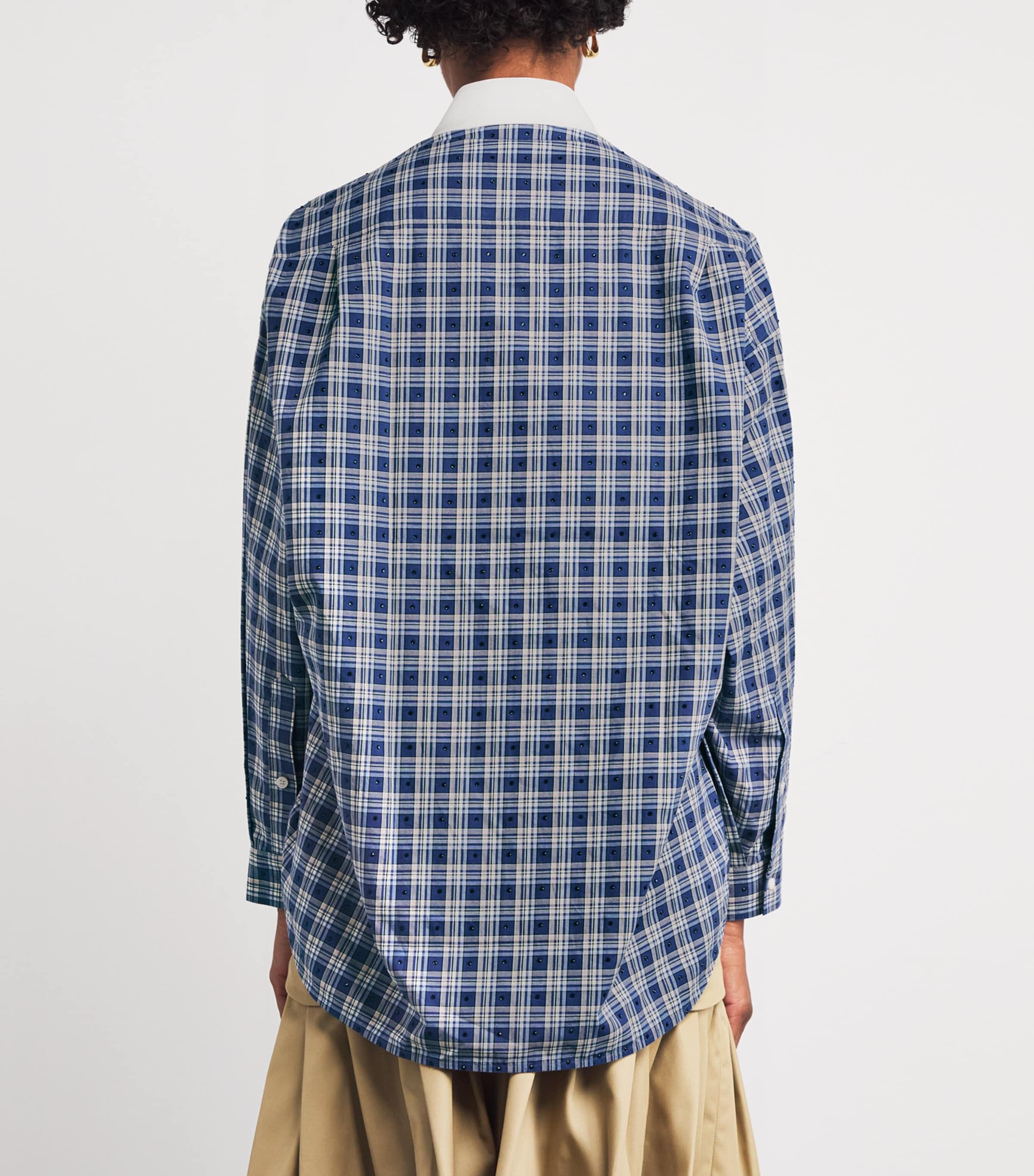 Sandro Paris Blue Rhinestone-Embellished Check Shirt | Harrods US