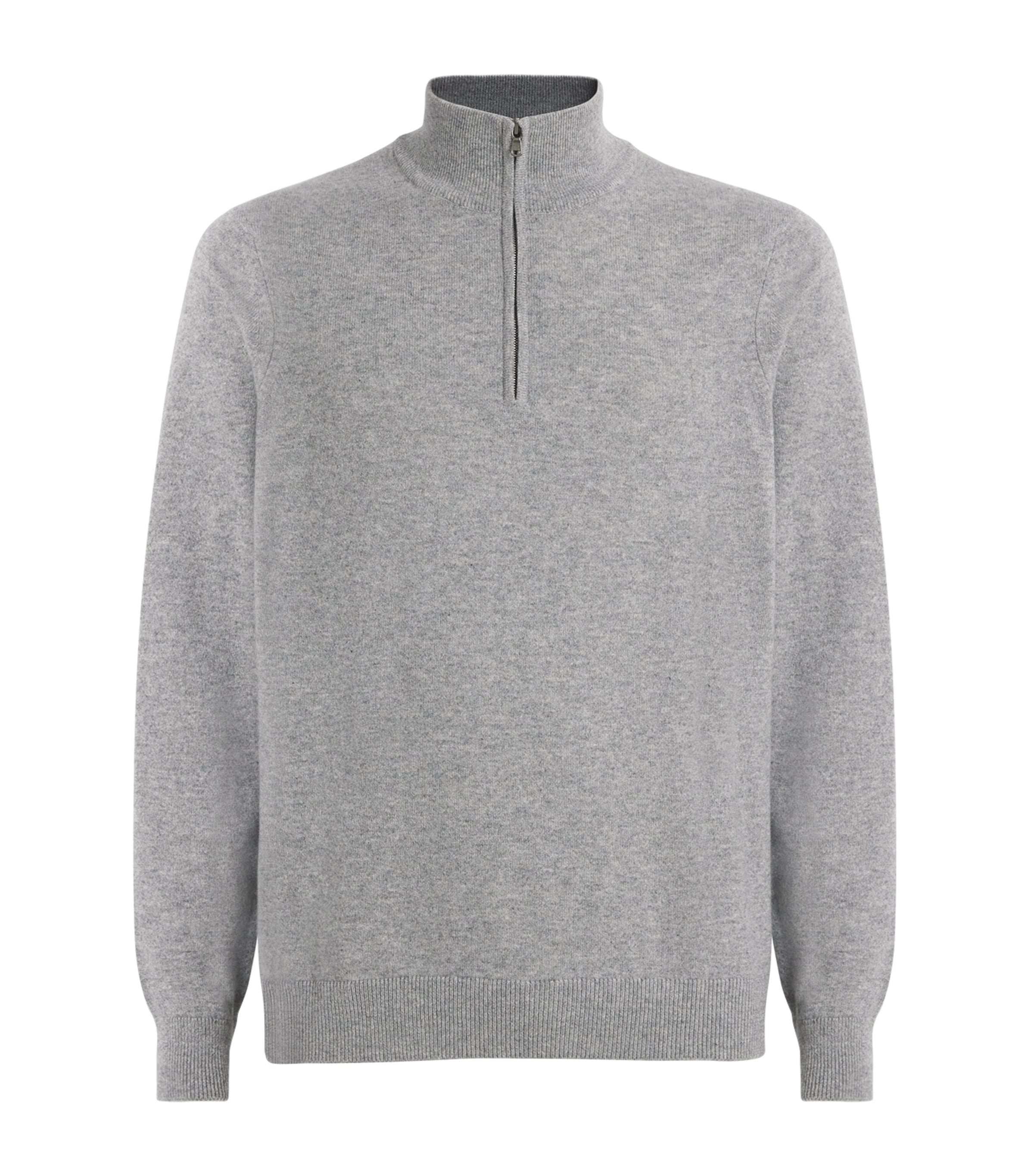 Johnstons Of Elgin Cashmere Quarter-zip Sweatshirt In Gray
