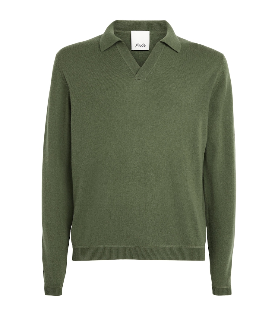 Allude Mens Virgin Wool Open-Collar Polo Sweater Image 1