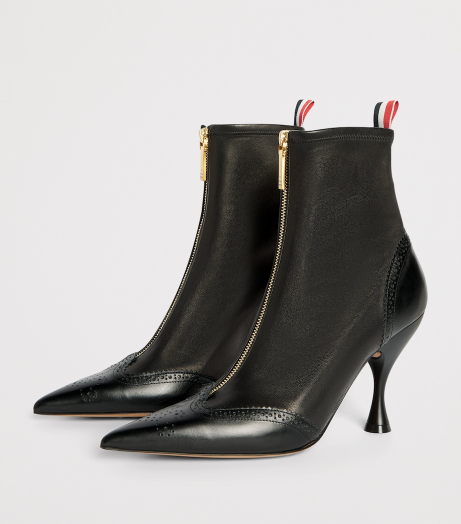 Thom Browne Leather Wingtip Ankle Boots 90 Black Image 3
