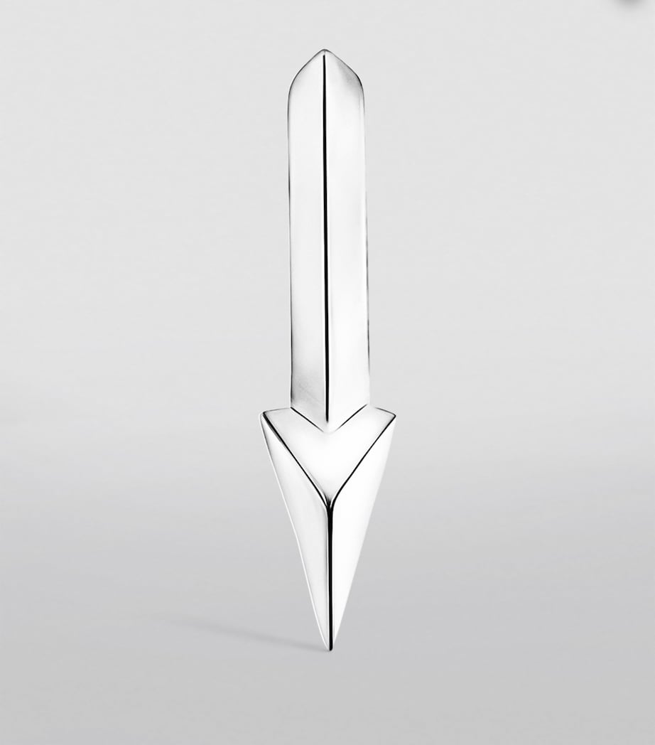 White Gold Faceted Single Short Spike Hoop Earring (6.5mm) WHITE GOLD Image 4