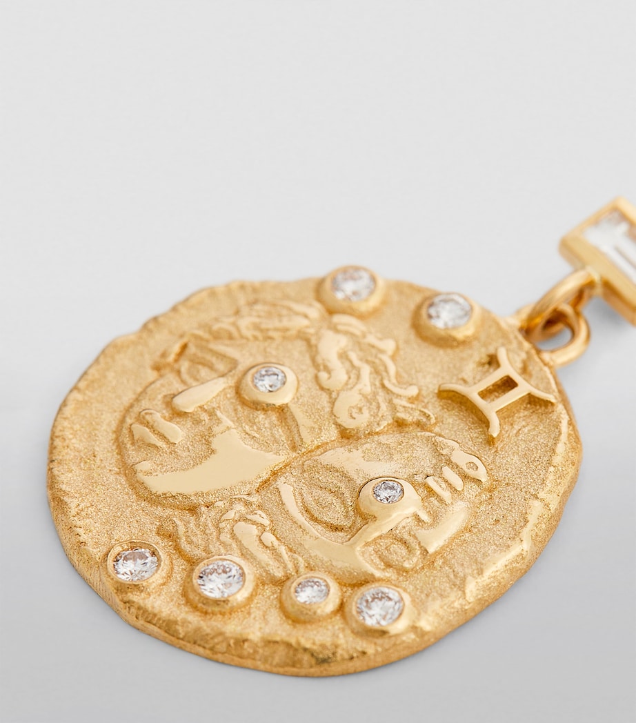 Small Yellow Gold and Diamond Gemini Coin Charm YELLOW GOLD Image 5