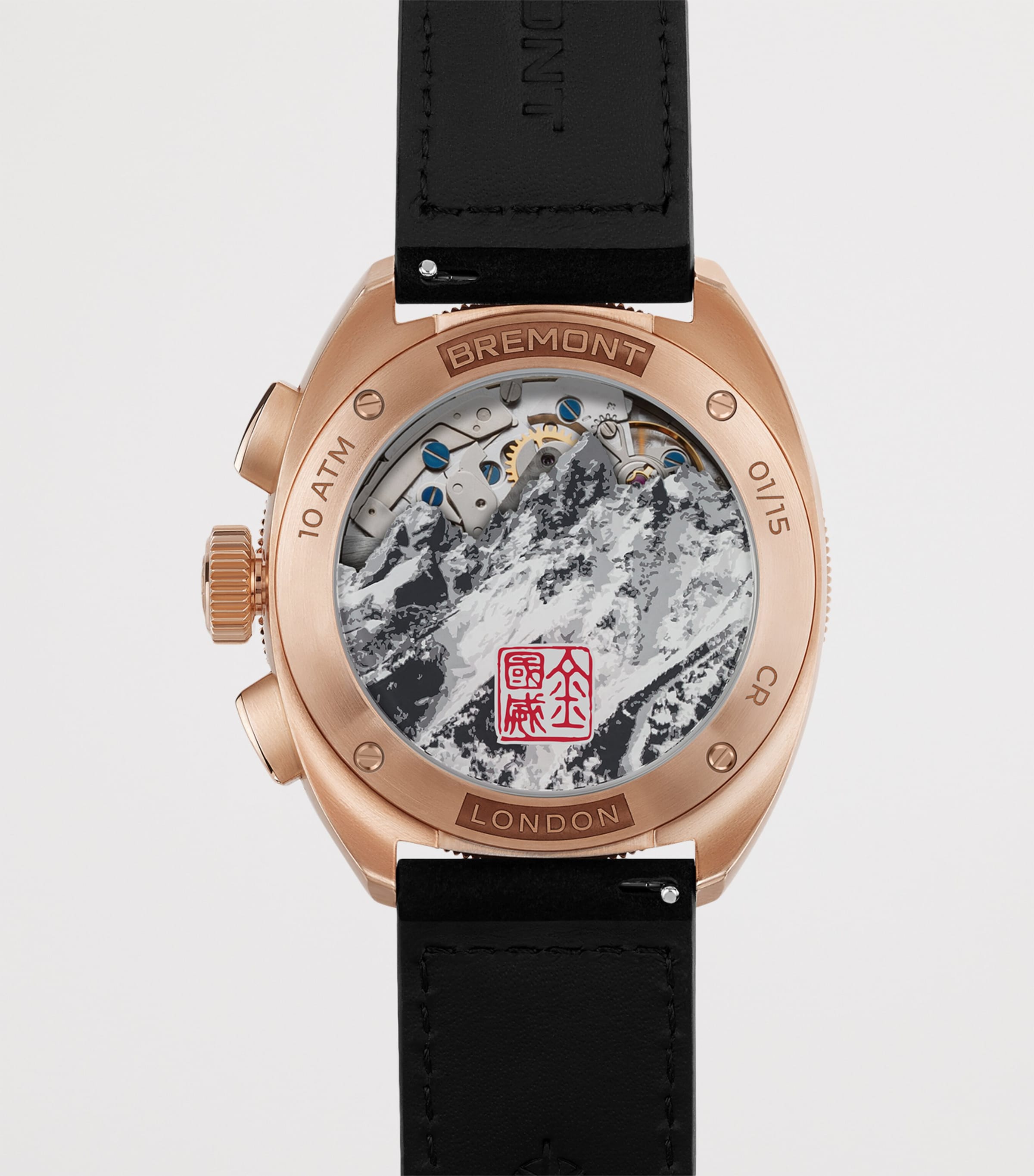 x Jimmy Chin Rose Gold and Leather Terra Nova Chronograph Watch 42.5mm BLACK Image 2