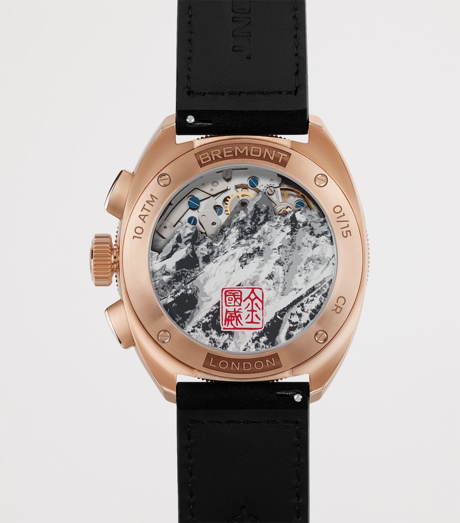 x Jimmy Chin Rose Gold and Leather Terra Nova Chronograph Watch 42.5mm BLACK Image 2