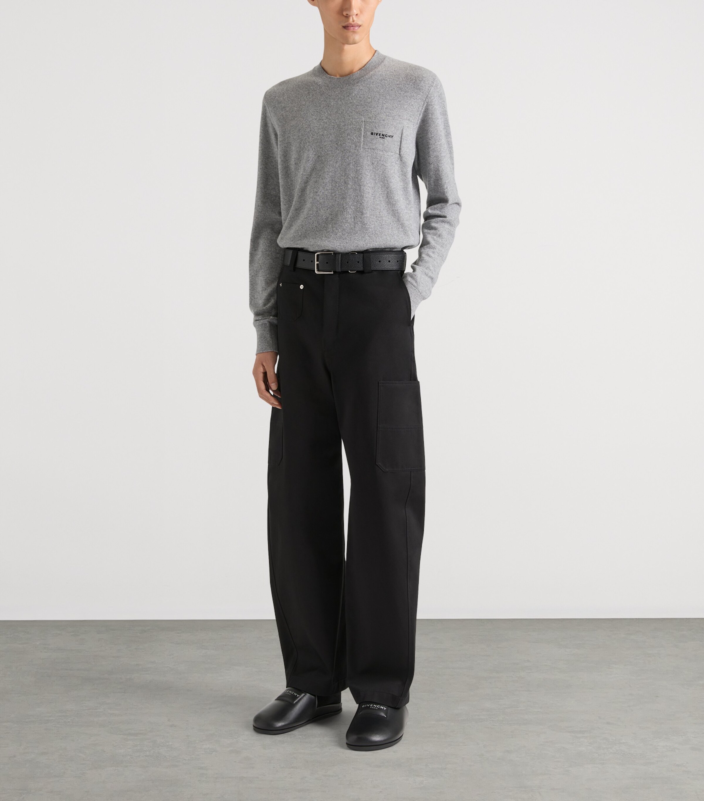 Givenchy Mens Cotton Couture Seam Trousers Black Image 2