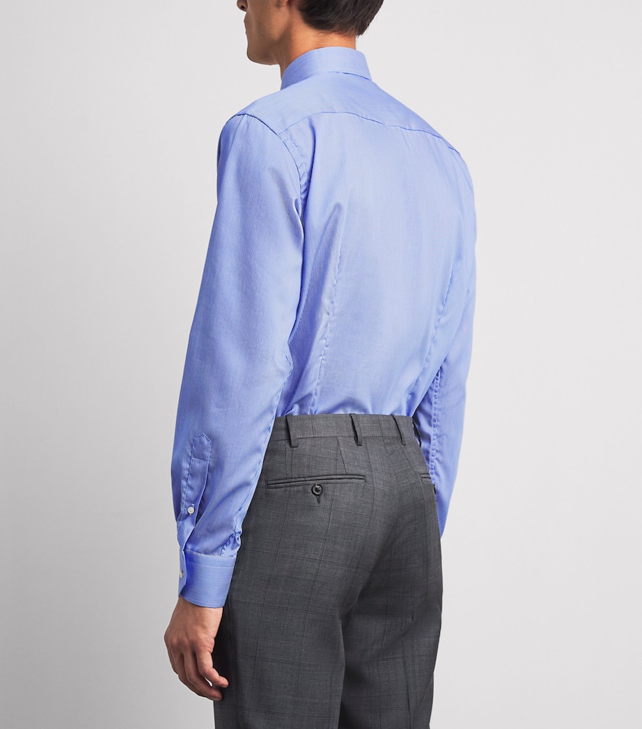 Eton Mens Cotton Stripe Contemporary Fit Shirt Mid Blue Image 5