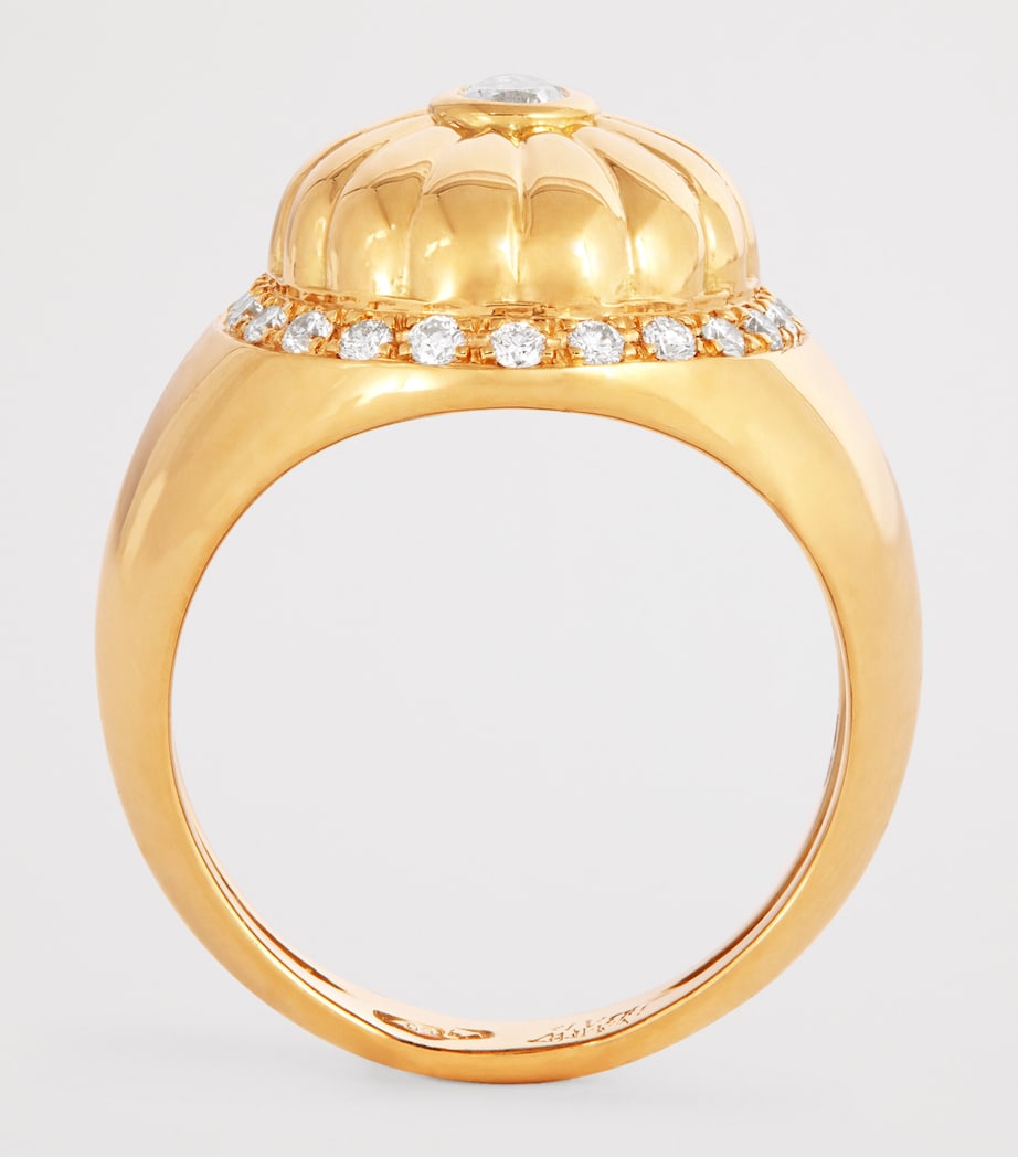 Yellow Gold and Diamond Bond Street Pinky Ring YELLOW GOLD Image 3