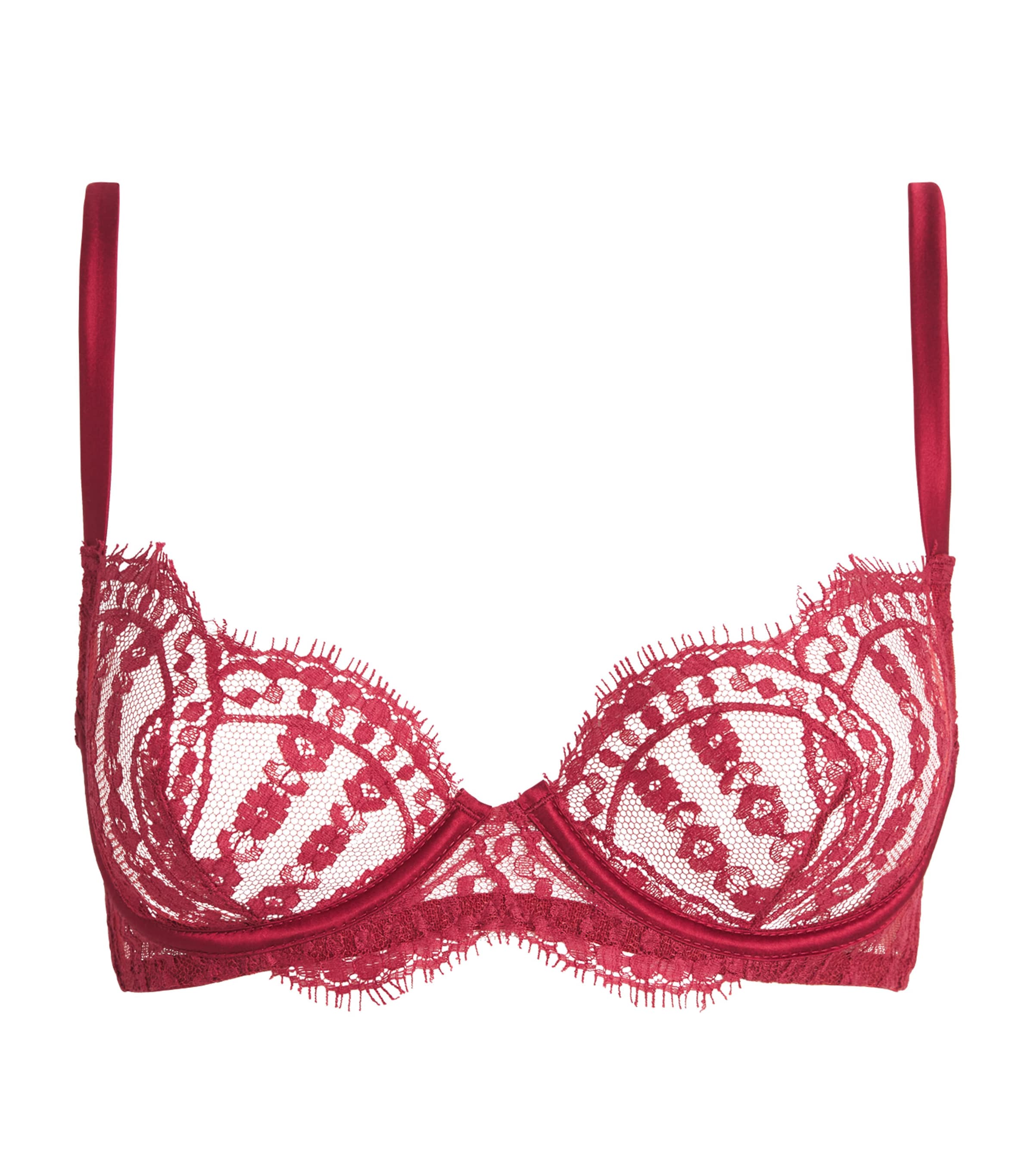 Coco De Mer Womens Lace Renata Plunge Bra Ruby Image 1