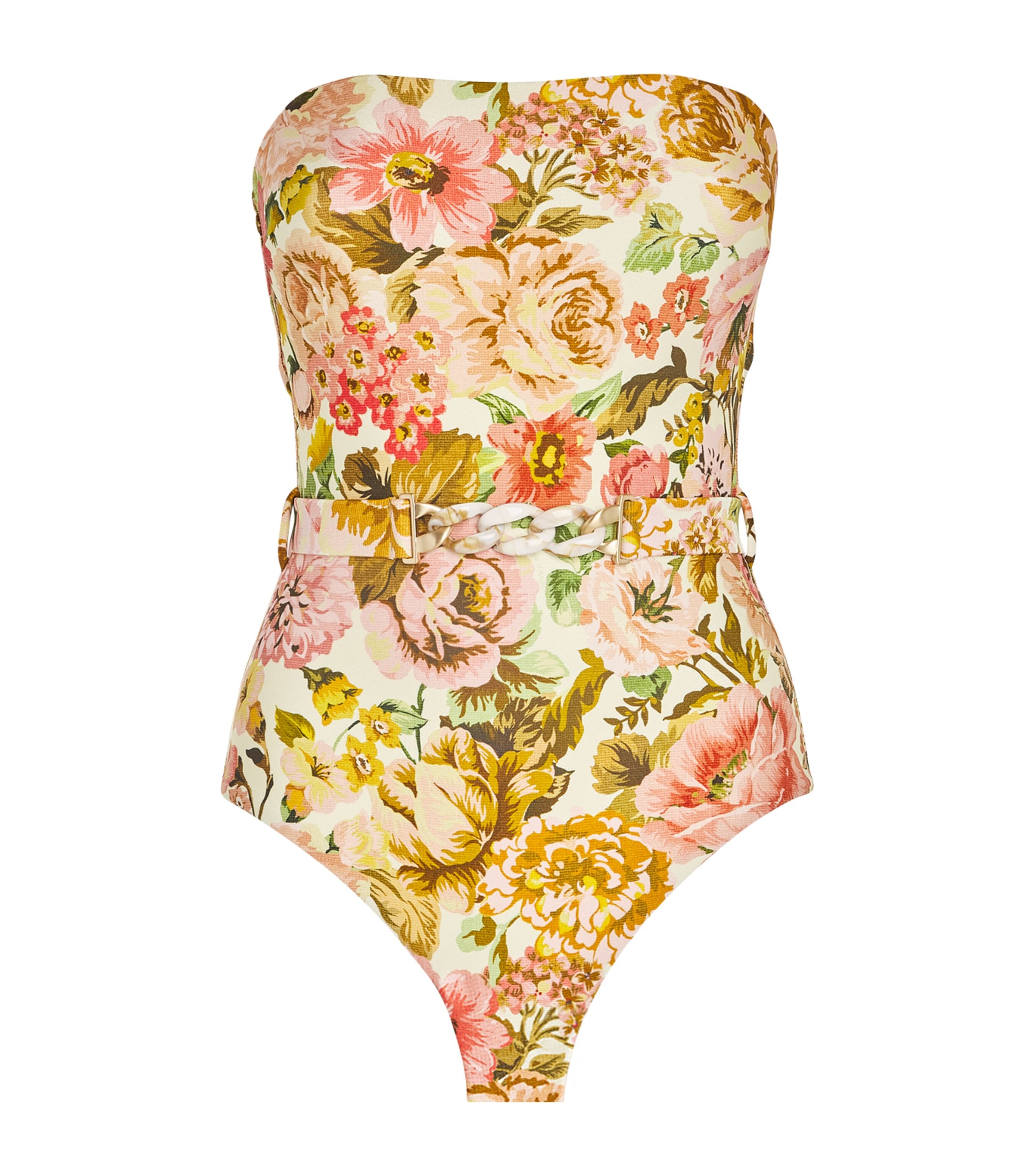 Zimmermann Belted Floral Swimsuit In Multi