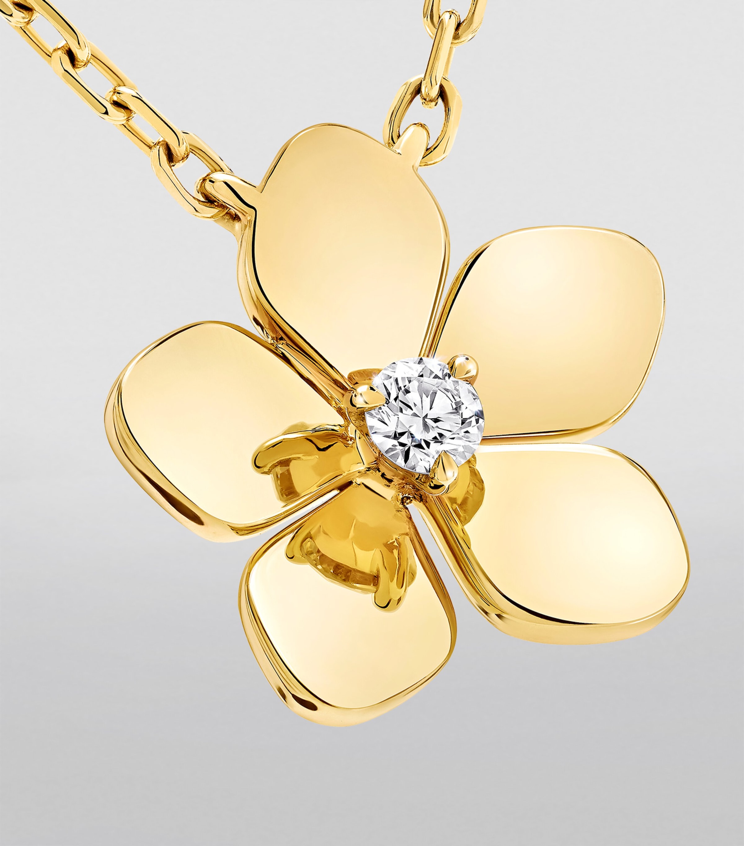 Yellow Gold and Diamond Mini Wild Flower Pendant Necklace YELLOW GOLD Image 3