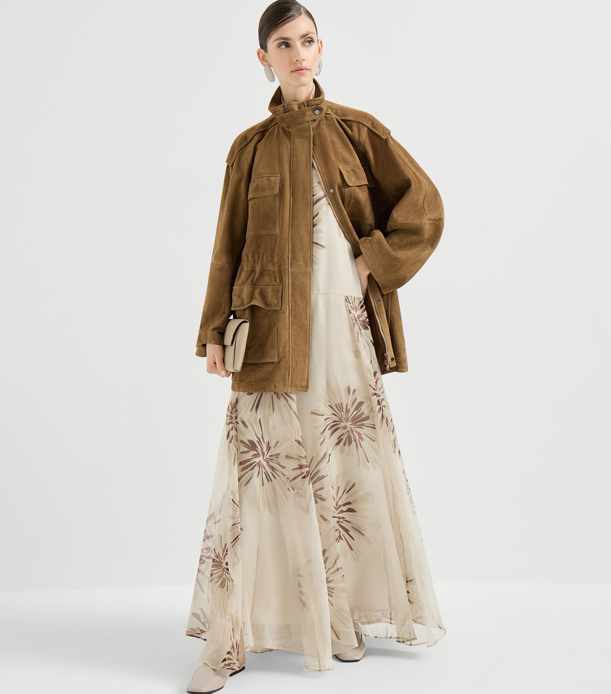Brunello Cucinelli Womens Silk Halterneck Floral Maxi Dress Image 3
