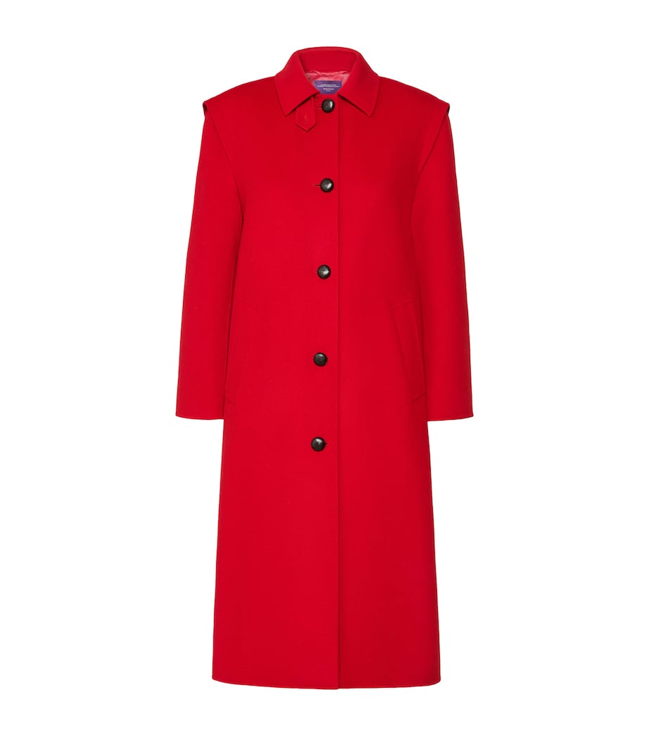 Weekend Max Mara Womens Wool-Blend Long Coat Red Image 1