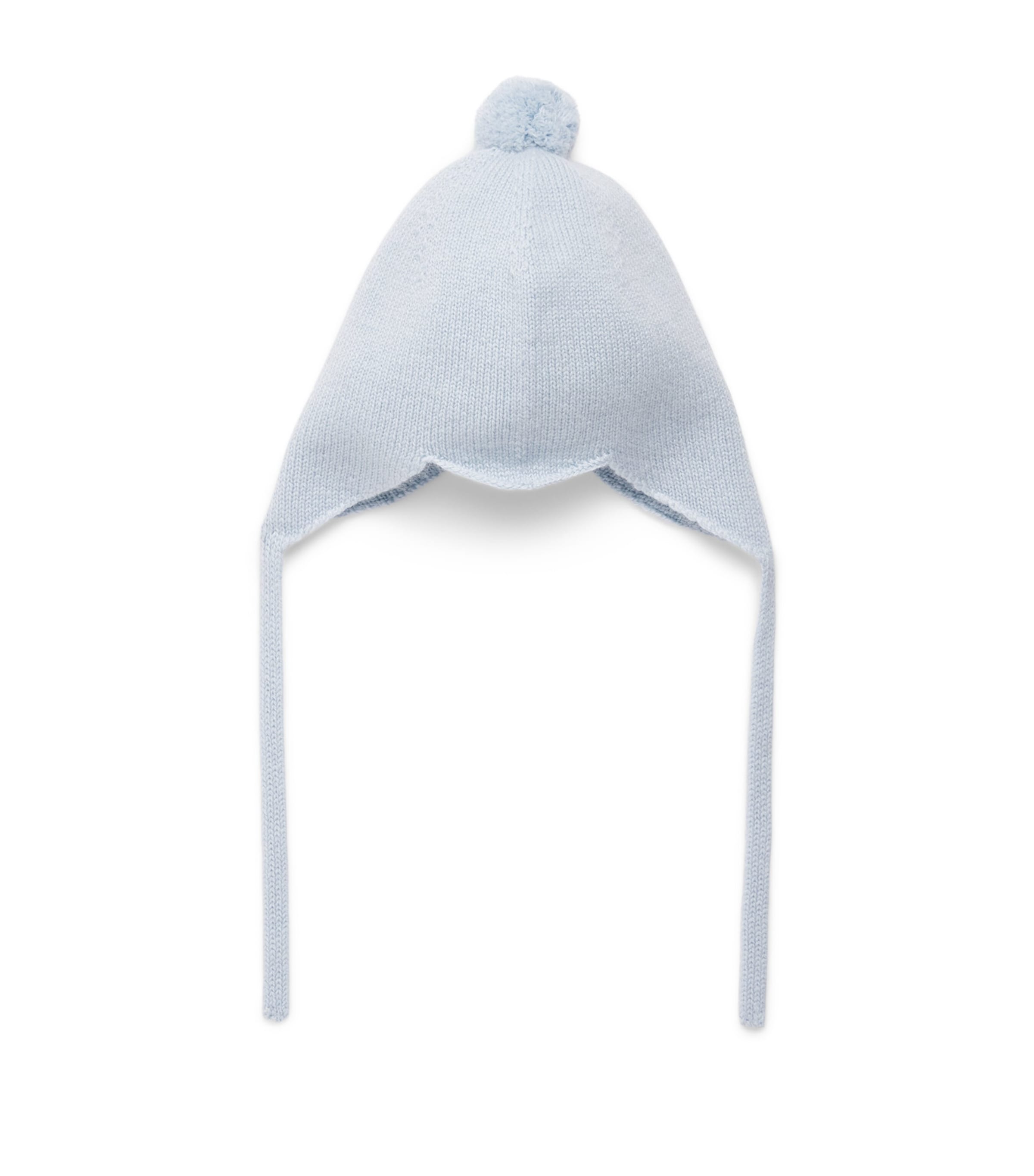 Rosie Sugden Cashmere Pom-Pom Bonnet (0-24 Months) Spa Blue Image 1