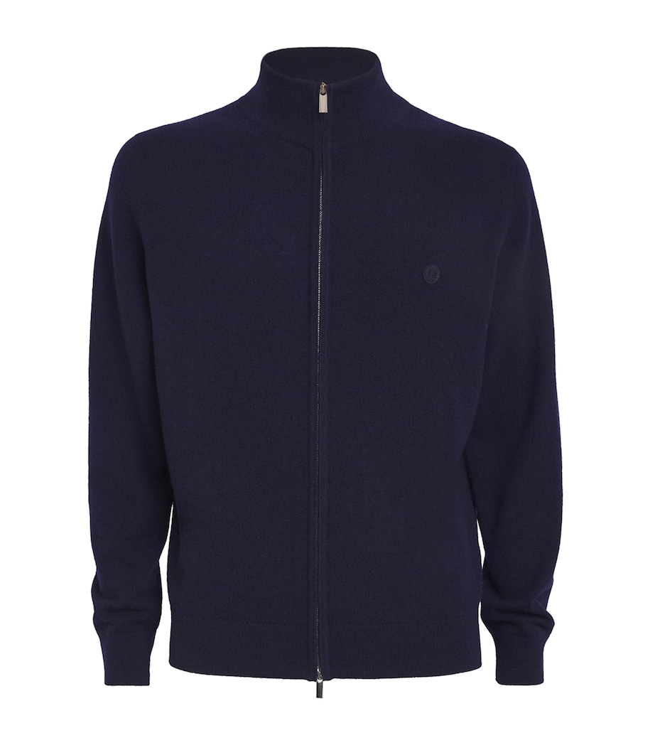 Cashmere Zip-Up Sweater T&D NAVY Image 1