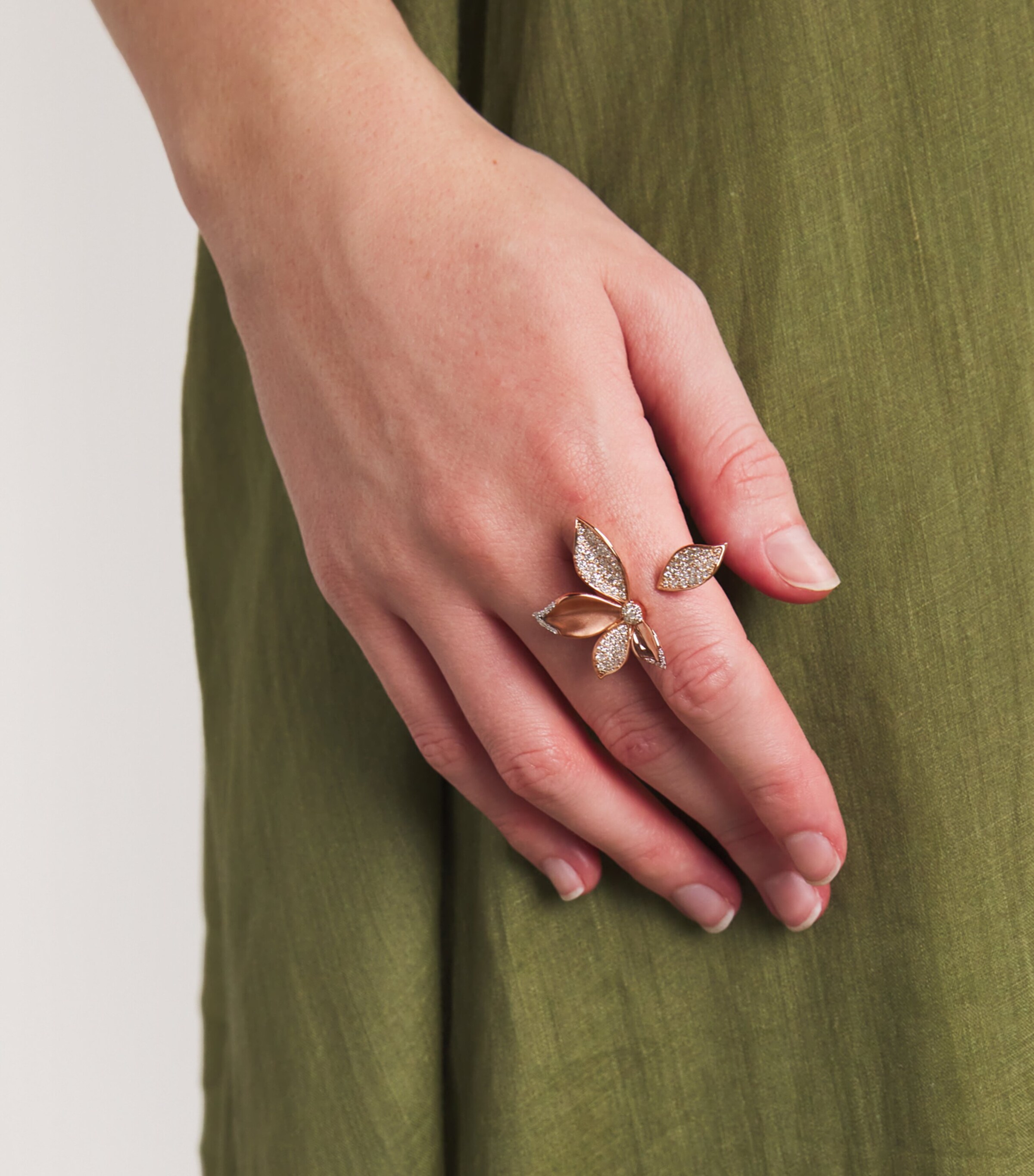 Rose Gold and Diamond Apple Seed Ring ROSE GOLD Image 2