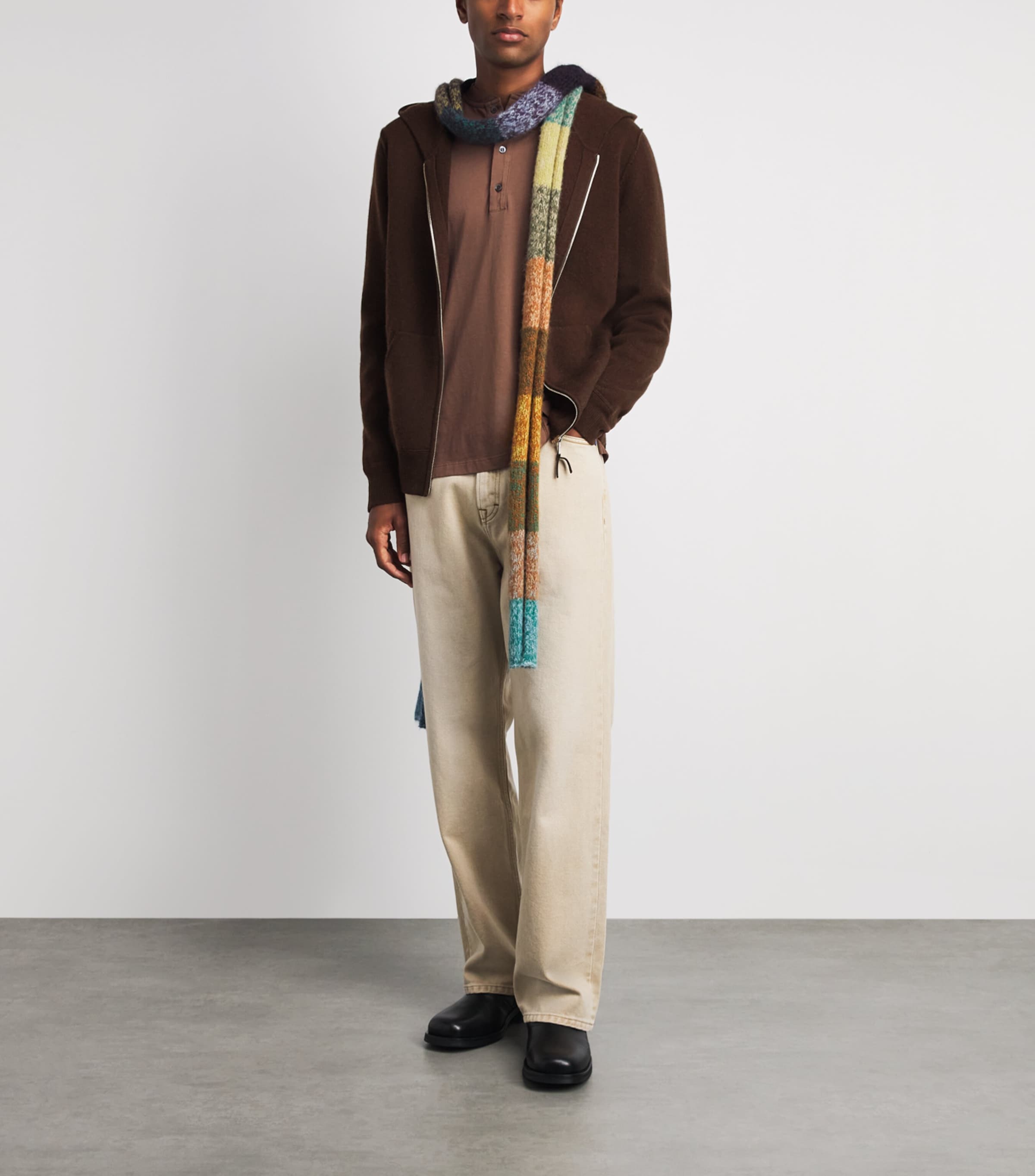 Allude Mens Wool-Cashmere Zip-Up Hoodie Image 2