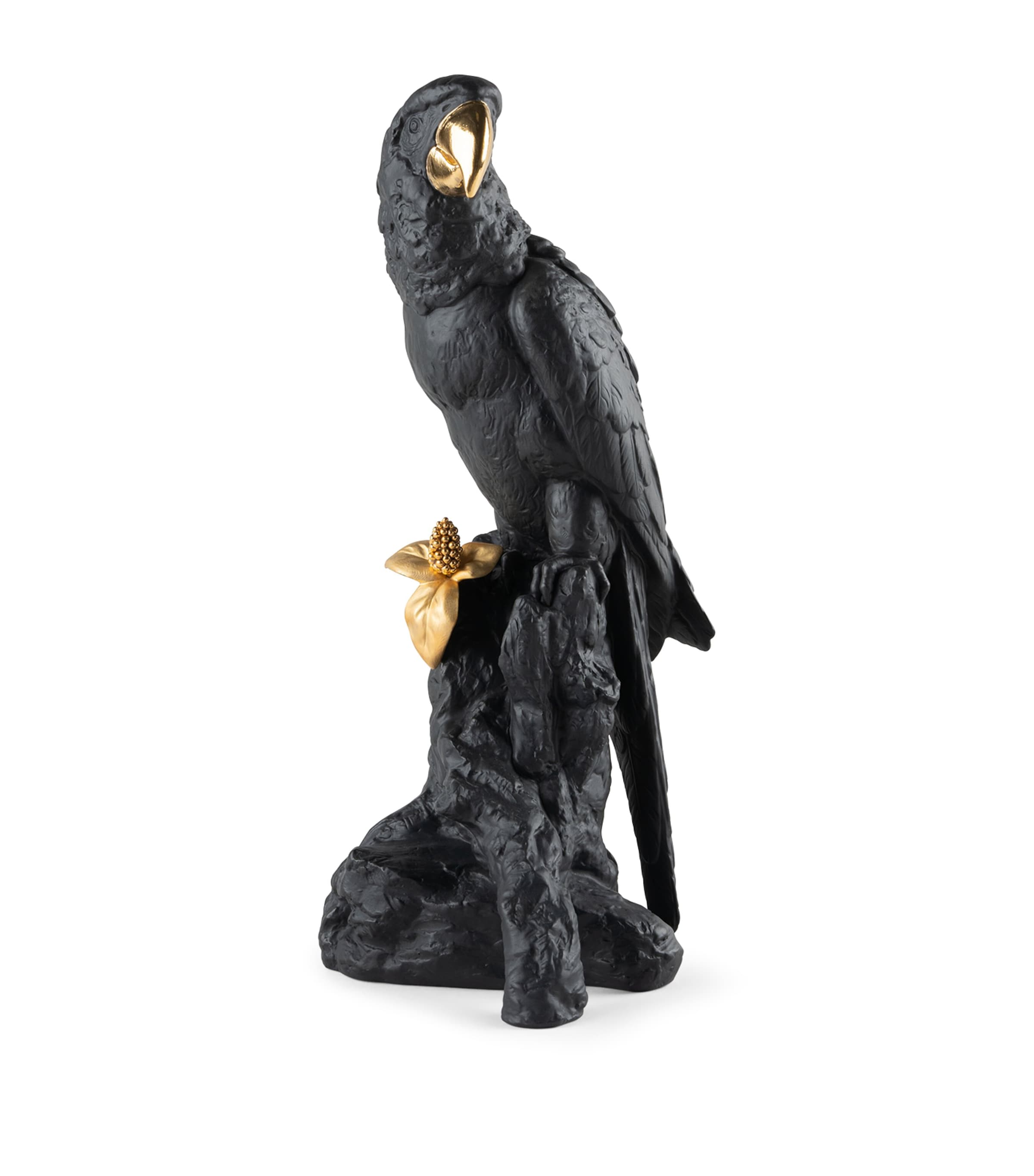 Lladrò Boldblack Macaw Bird Porcelain Sculpture