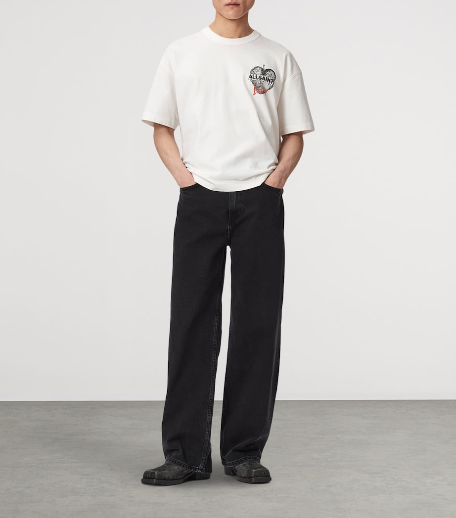 AllSaints Mens Organic Cotton Reflect T-Shirt Chalk White Image 2