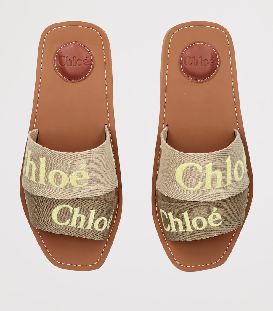 Chloé Canvas Jacquard Woody Sandals Beige Comb Image 3