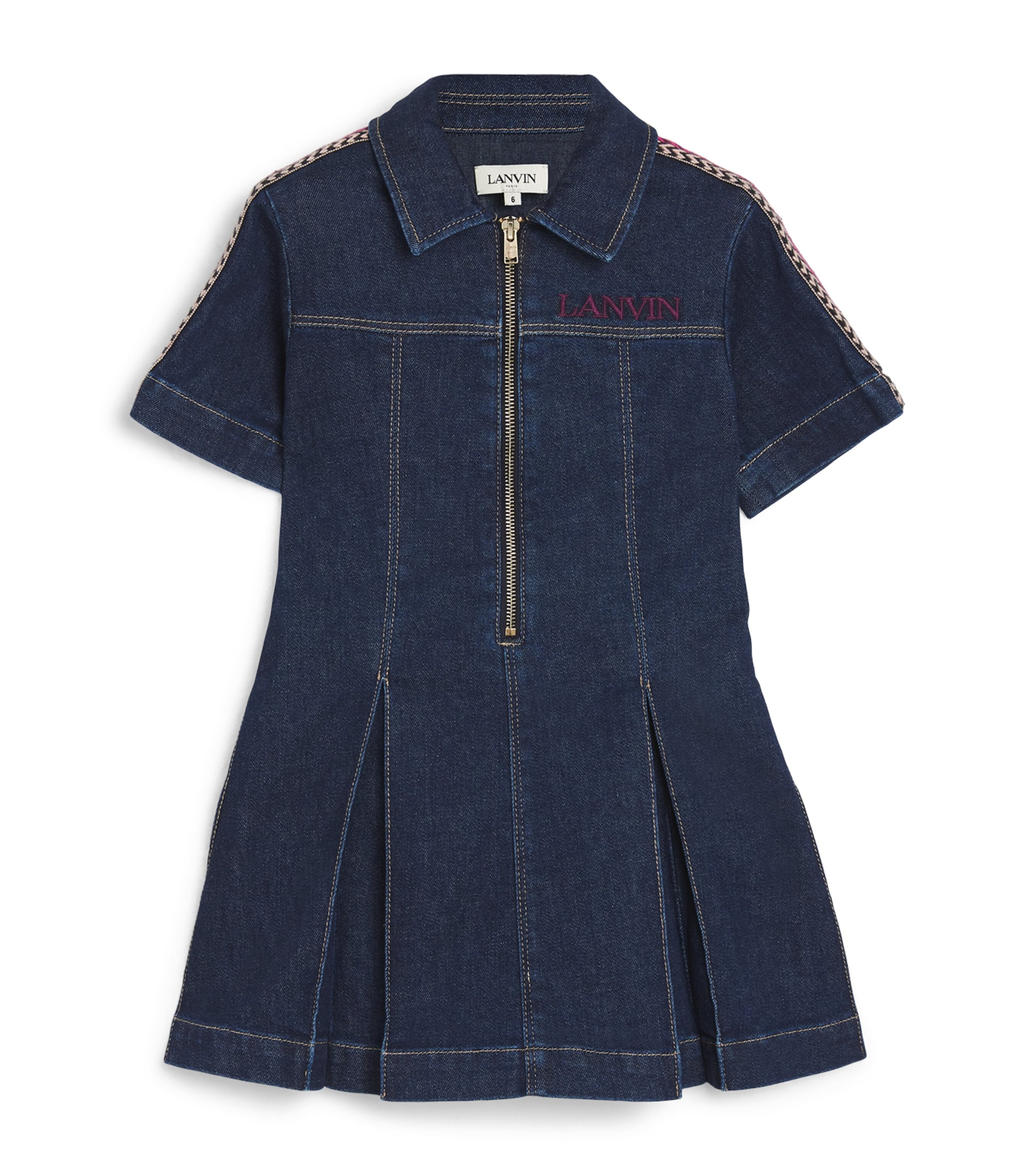 Shop Lanvin Enfant Denim Long-sleeve Dress In Navy