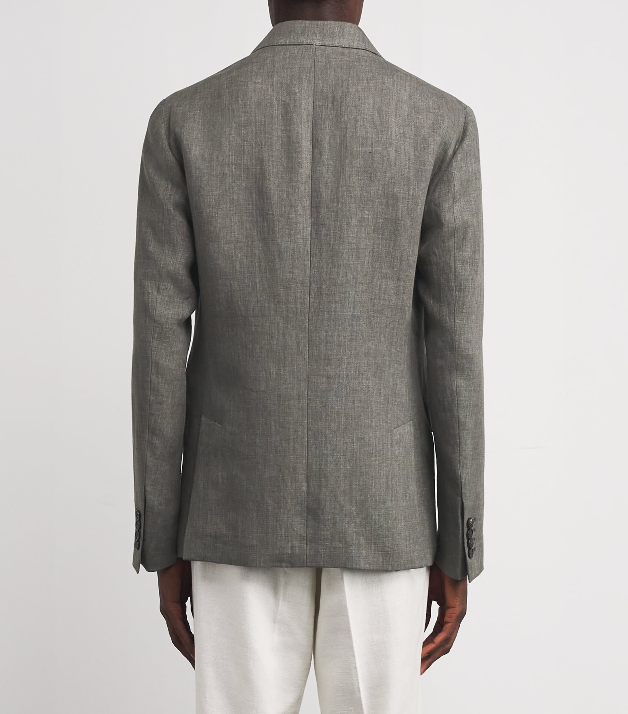 Linen Double-Breasted Blazer 710 VERDE MEDIO Image 4