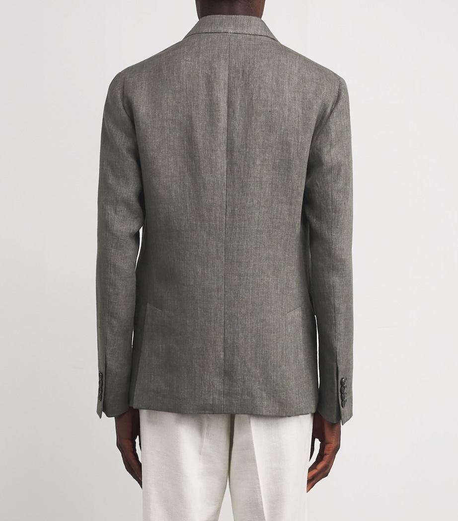 Linen Double-Breasted Blazer 710 VERDE MEDIO Image 4