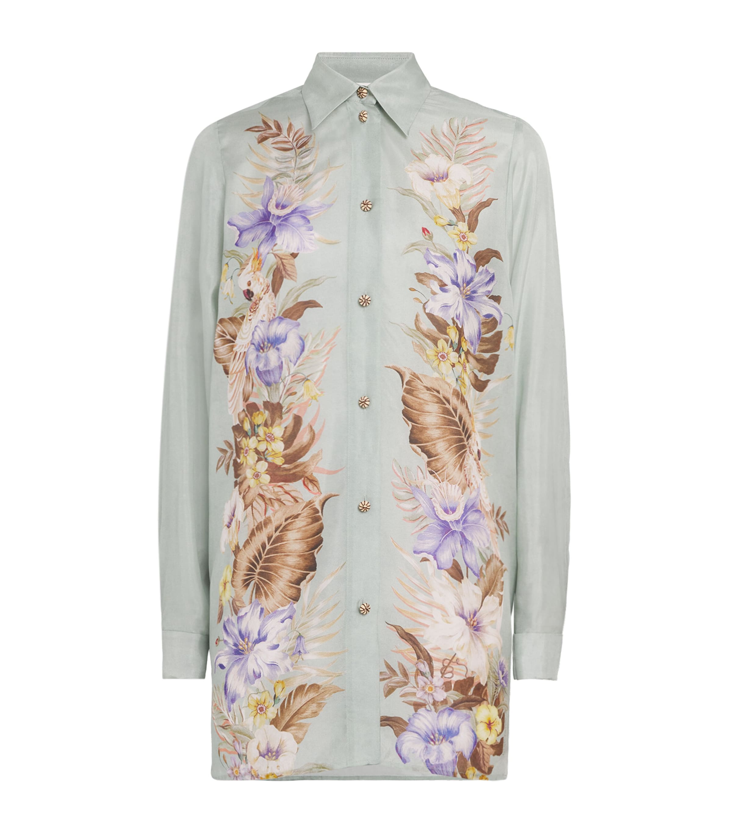 Zimmermann Womens Sage Multi Floral Coco Floral Silk Shirt Xs In Green