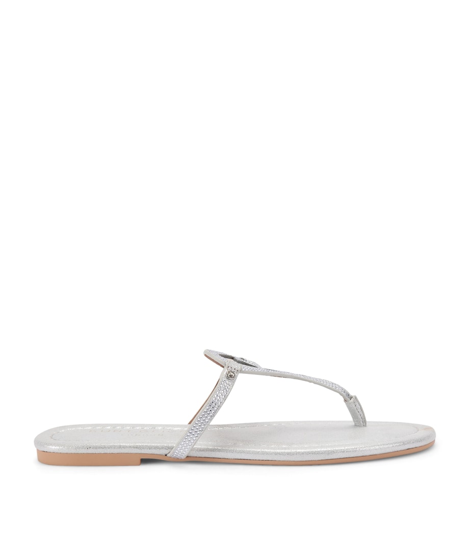 Kurt Geiger London Leather Heart T-Bar Sandals Silver Image 1