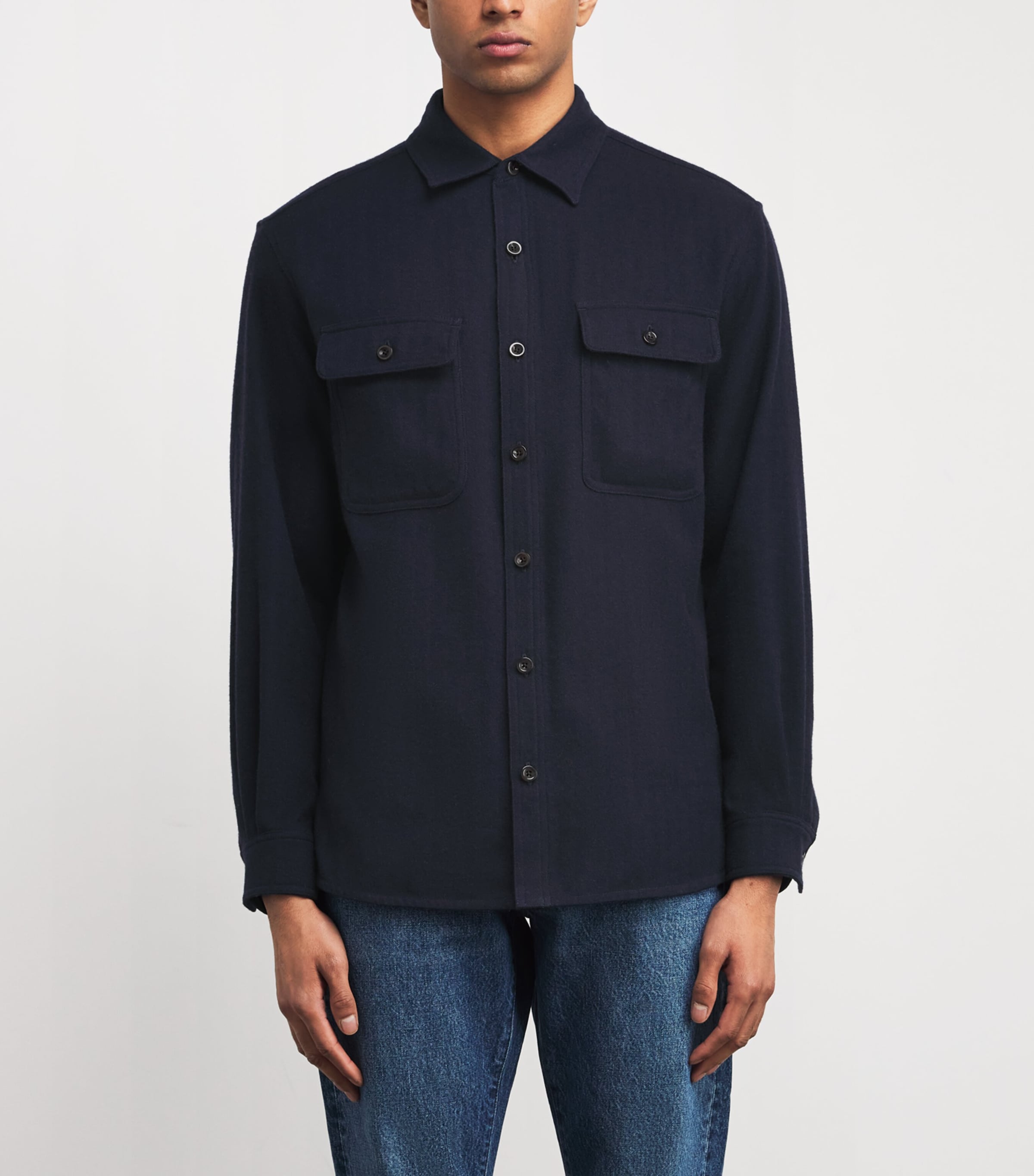 Cotton-Cashmere Overshirt NAVY Image 3