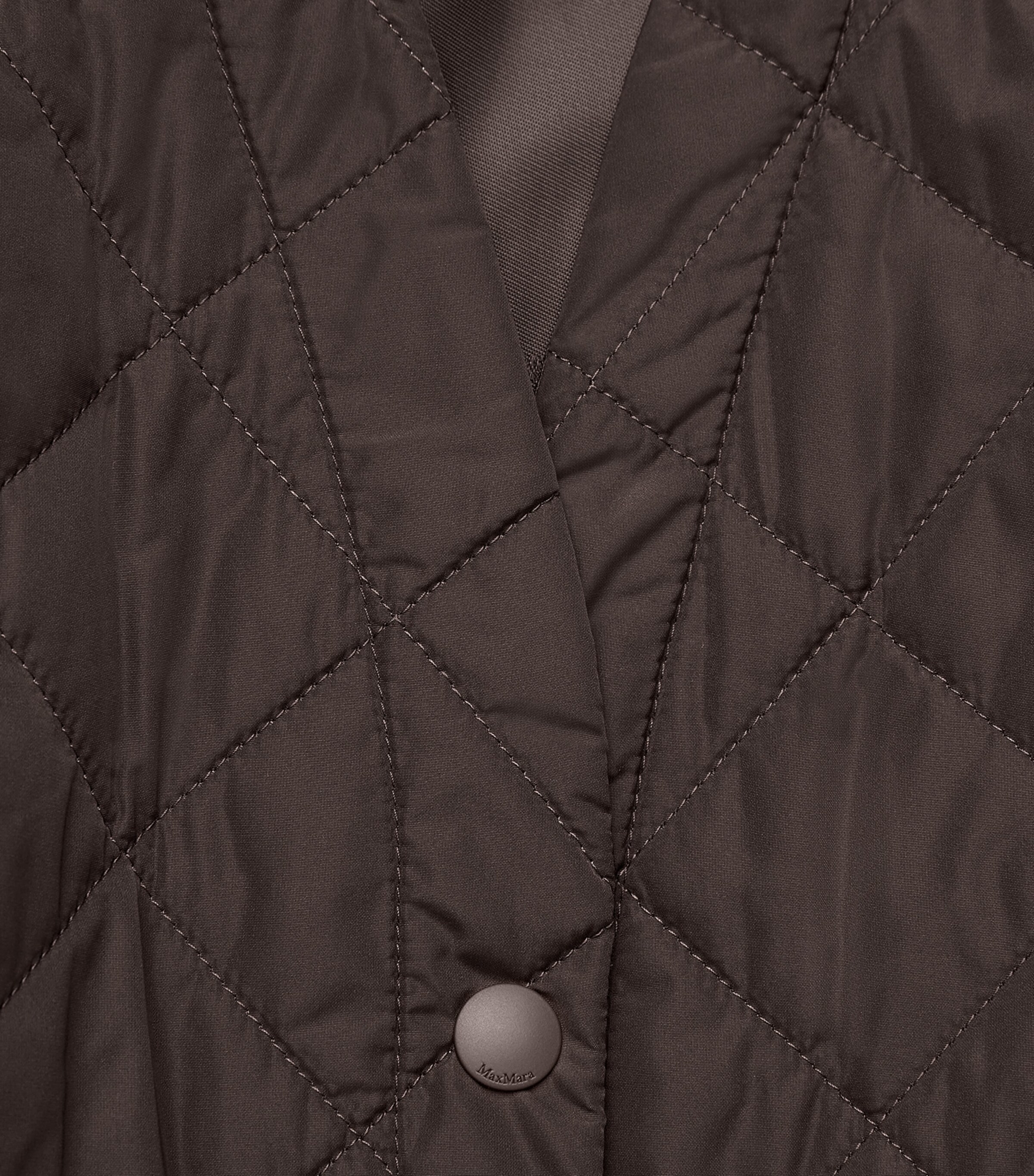 Leather-Sleeve Quilted Coat BROWN Image 5