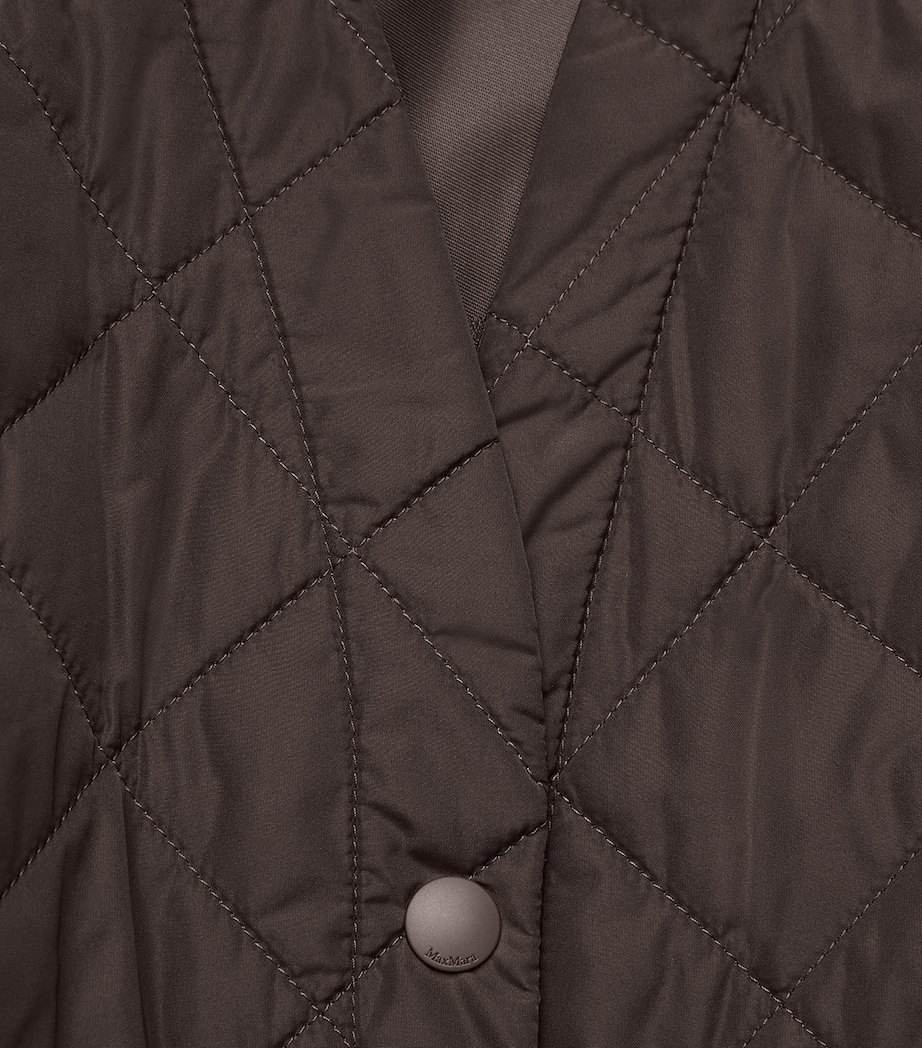 Leather-Sleeve Quilted Coat BROWN Image 5