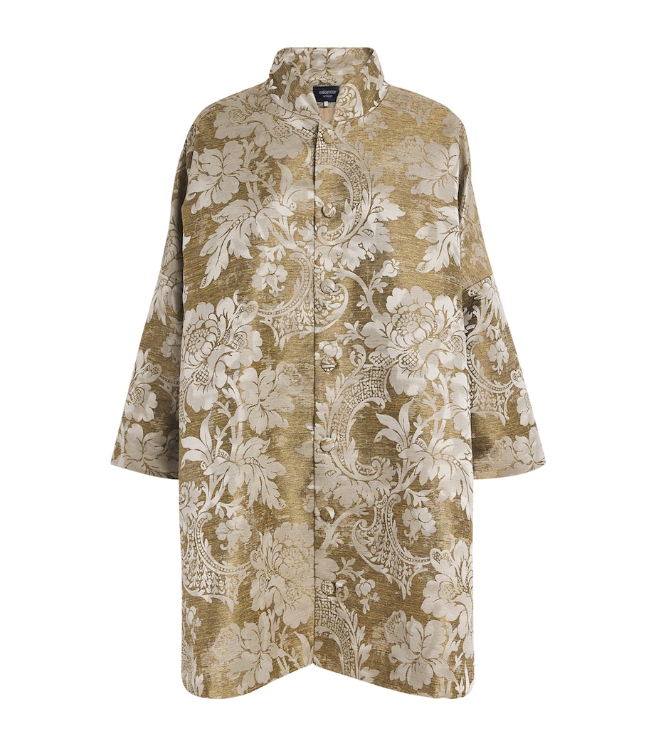 Eskandar Womens Jacquard Stand-Collar Coat Undyed Image 1