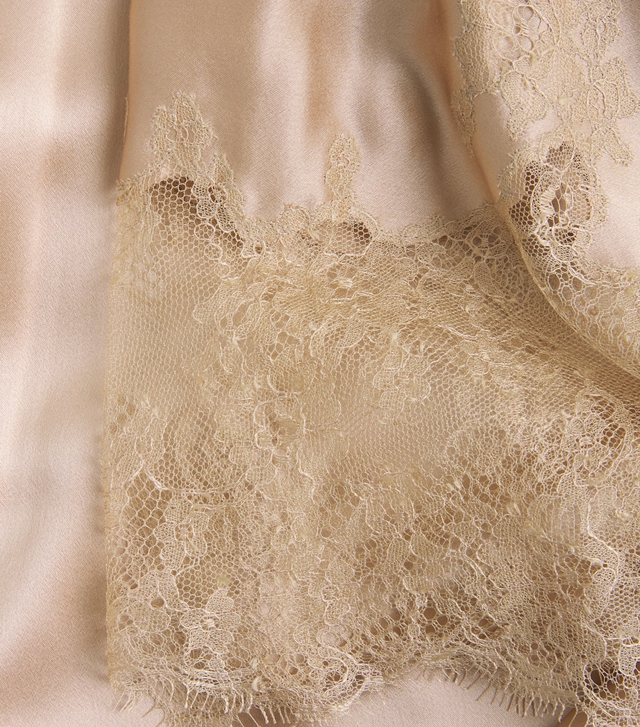 Carine Gilson Womens Silk Lace-Trim Louise Kimono Moka / Moka Image 5