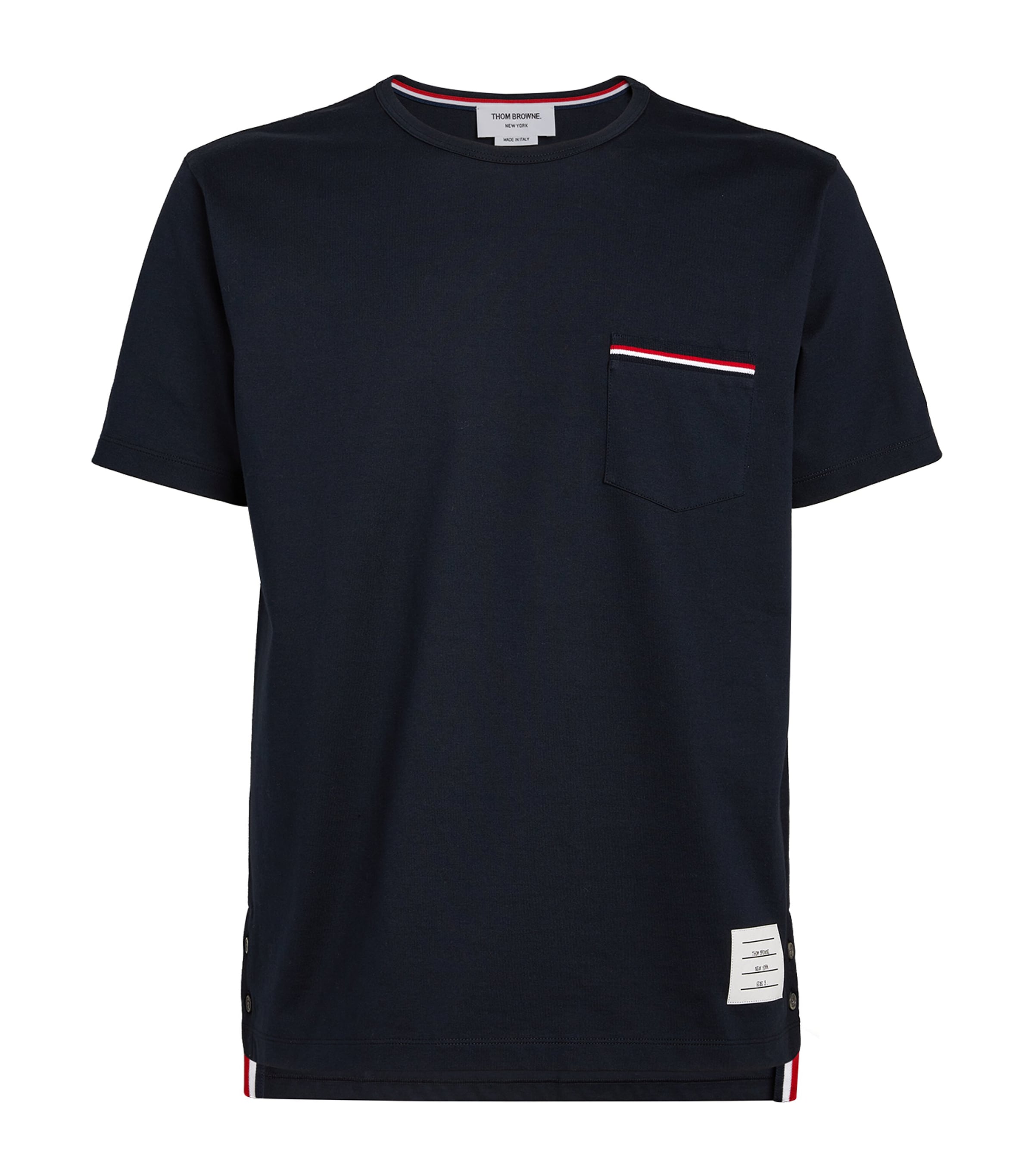 Thom Browne Jersey Cotton Short Sleeve Pocket Tee In Navy