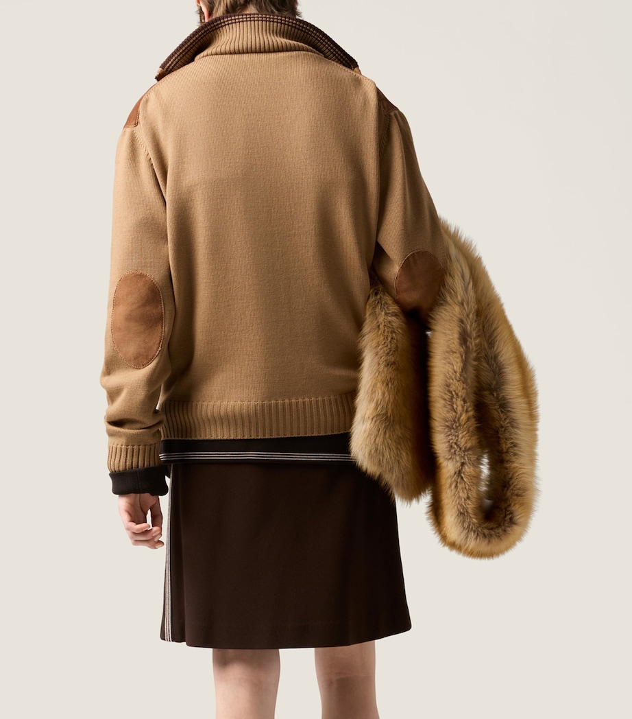 Wool-Leather Zip Cardigan F04V6 Image 3