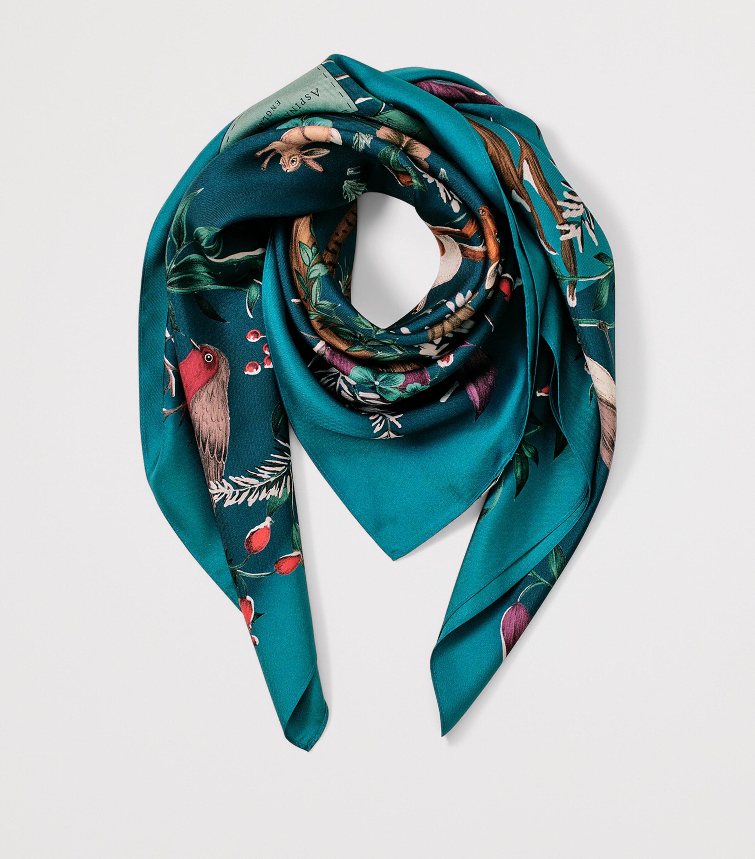 Aspinal Of London Blue Silk Woodland Scarf Harrods QA