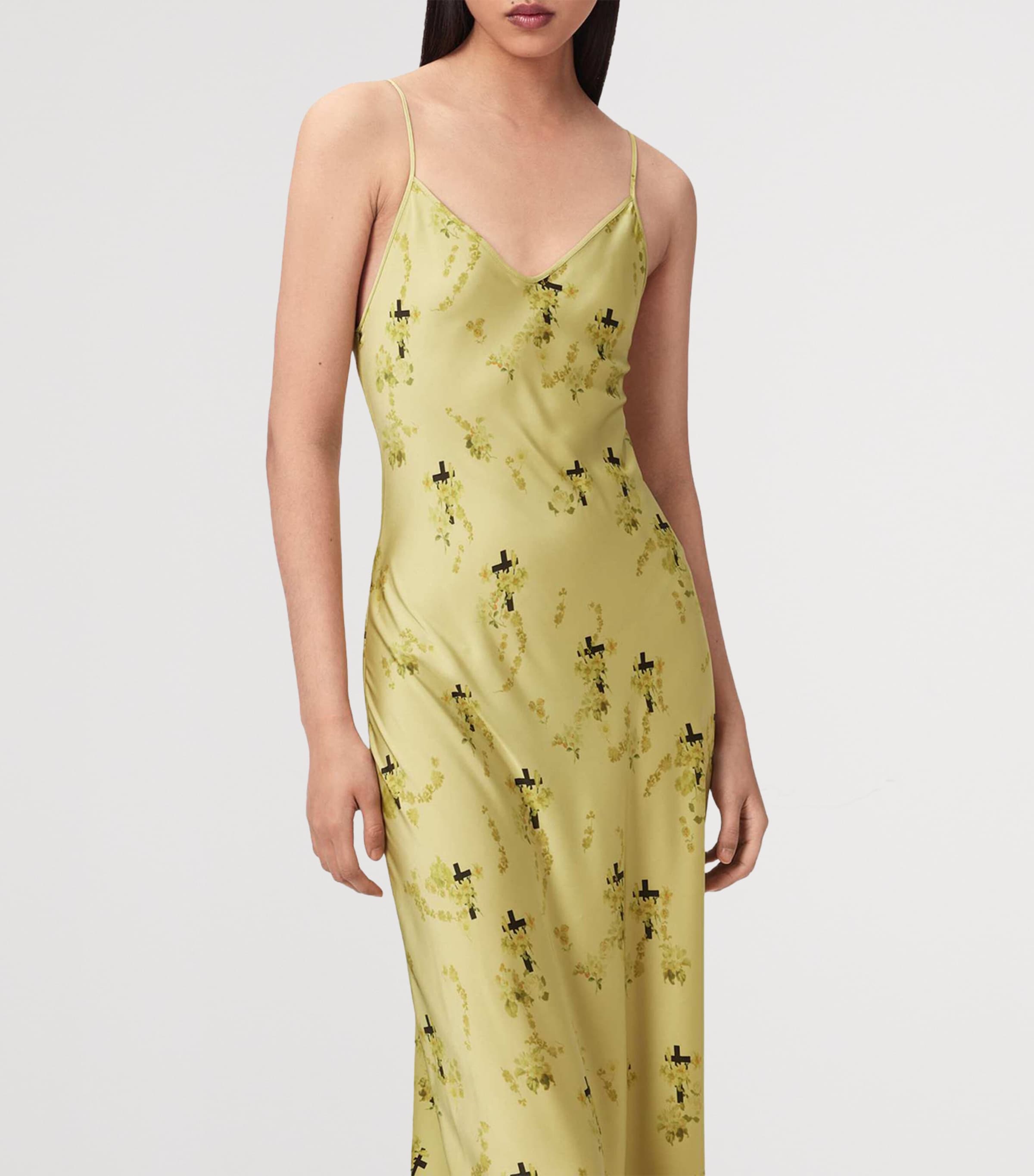 AllSaints Womens Floral Print Bryony Maxi Dress Empoli Yellow Image 5