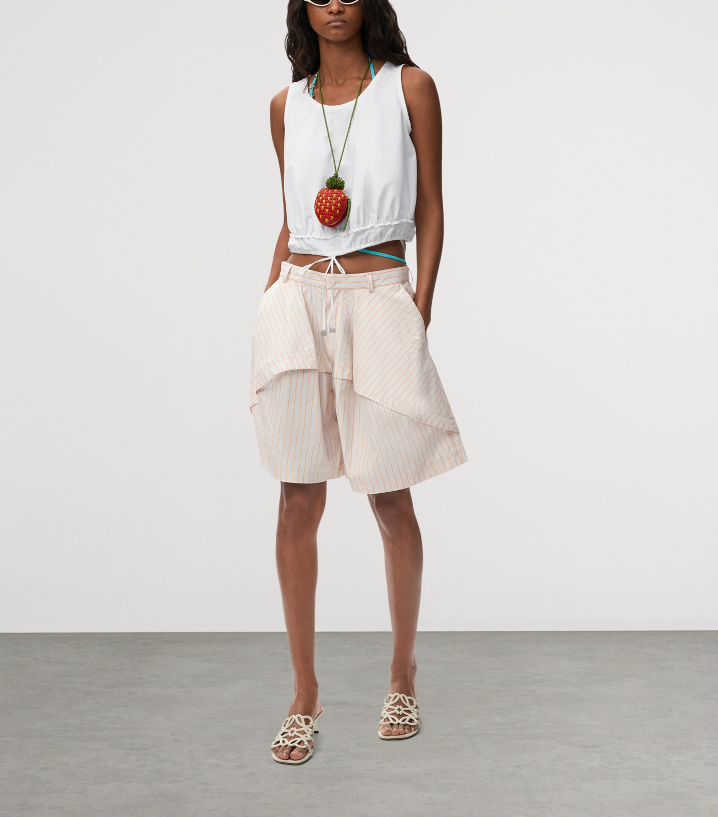 LOEWE Womens x Paula's Ibiza Cotton-Blend Sleeveless Crop Top White Image 2