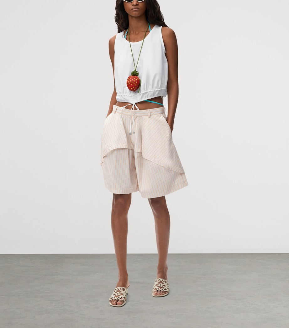 LOEWE Womens x Paula's Ibiza Cotton-Blend Sleeveless Crop Top White Image 2